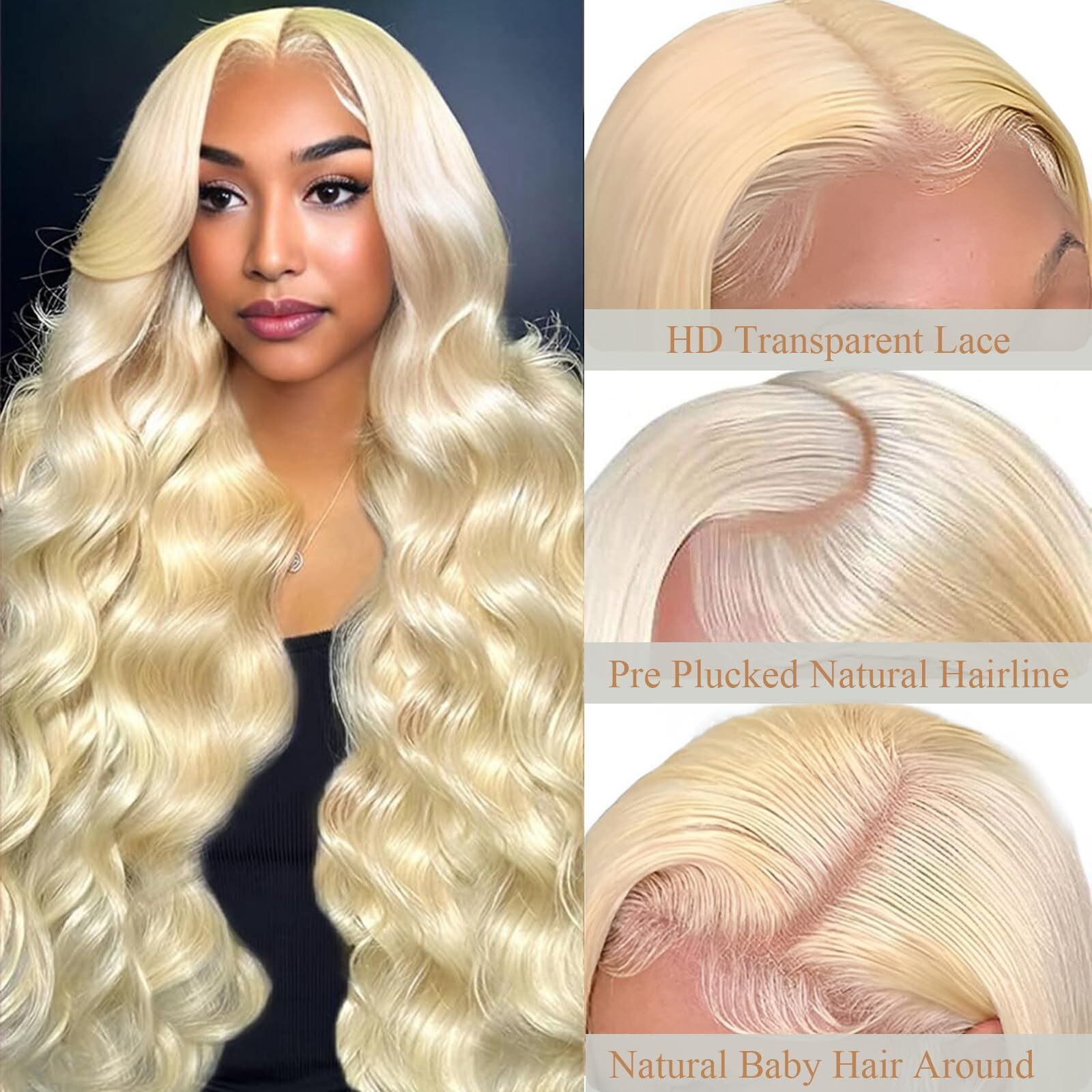 613 13X6 Lace Front Wig Human Hair 200 Density Blonde Body Wave Lace Front Wigs Pre Plucked With Baby Hair 36 Inch 13X6 Hd Lace Frontal Wigs For Women