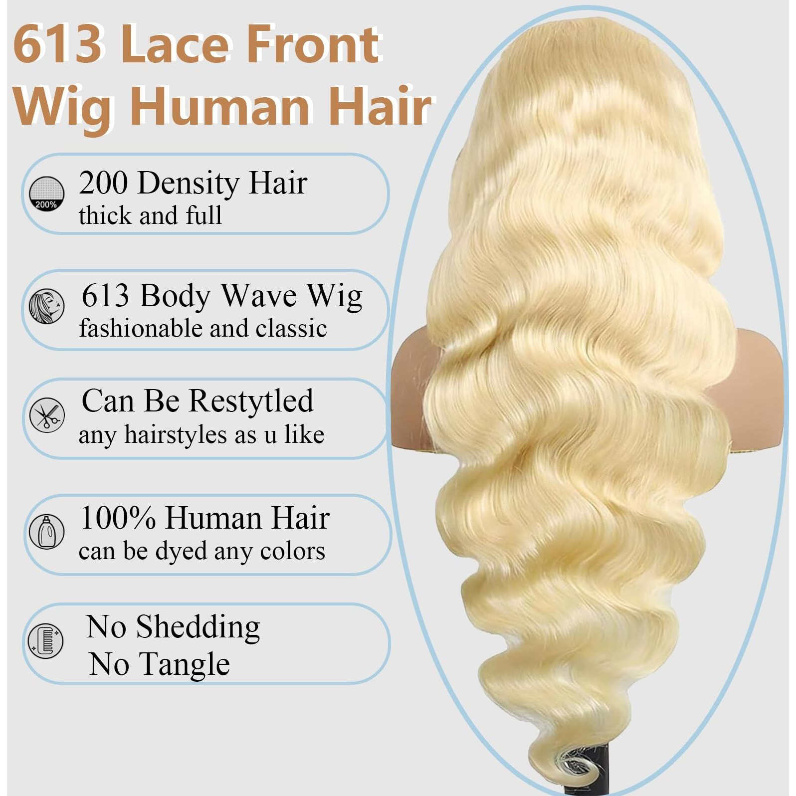613 13X6 Lace Front Wig Human Hair 200 Density Blonde Body Wave Lace Front Wigs Pre Plucked With Baby Hair 36 Inch 13X6 Hd Lace Frontal Wigs For Women