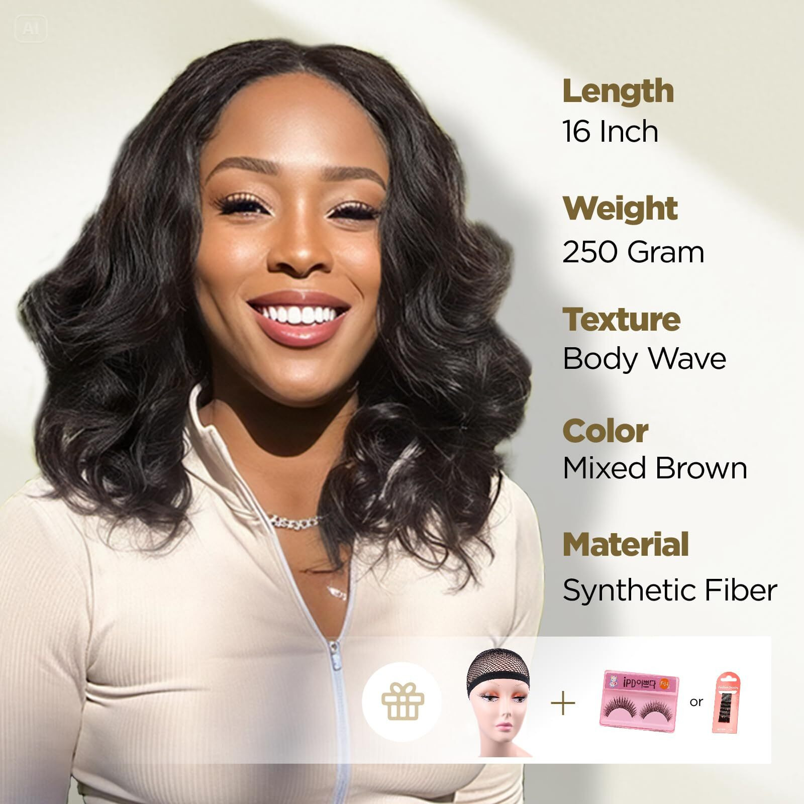 Wiger Lace Part Black Body Wave Hair Wig Dark Brown Short Wavy Wigs For Women 16 Inch Middle Part Shoulder Length Bob Wigs Loose Wave Hair Synthetic Curly Wig For Daily Or Party