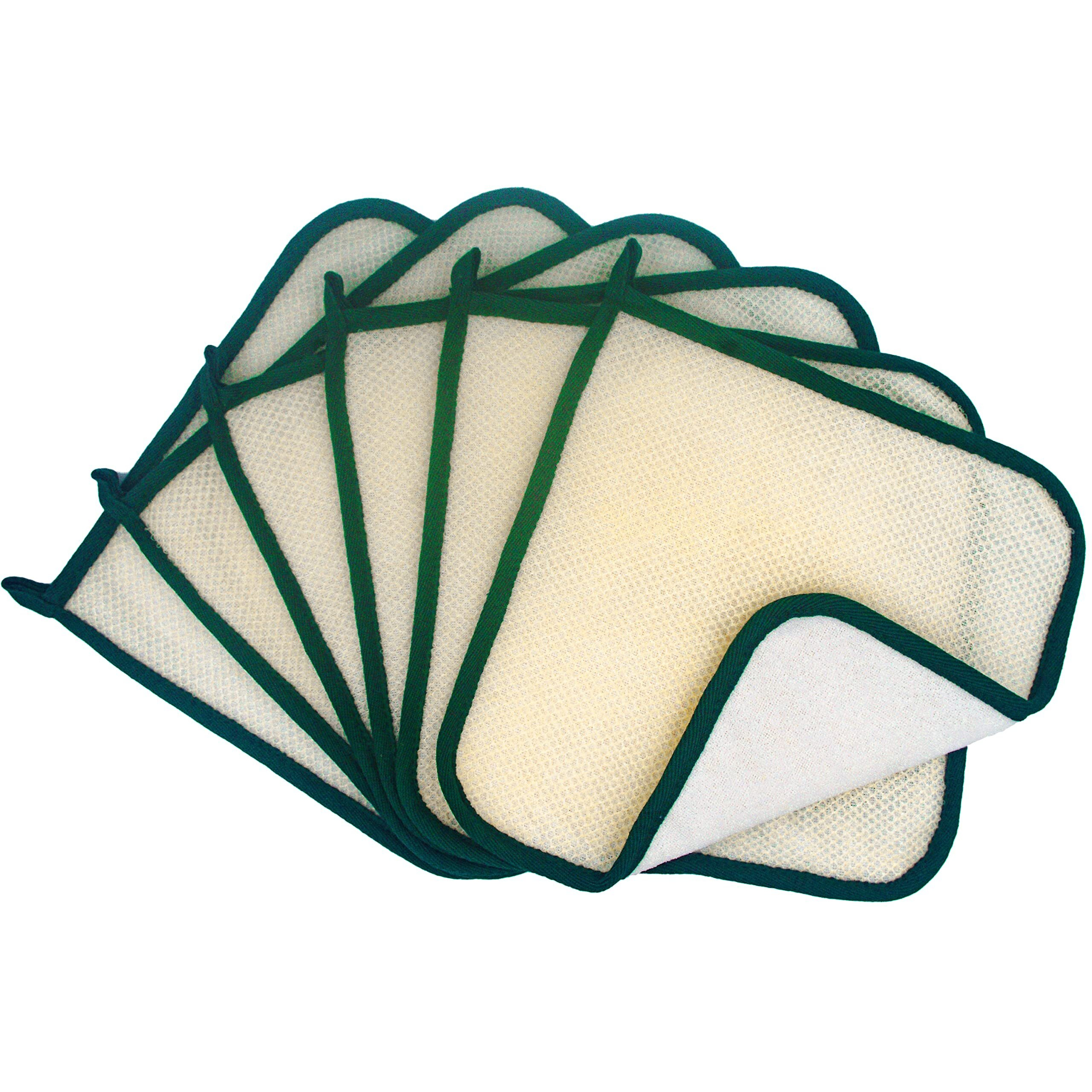 Bleu Bath (6 Pack) Dual-Sided Exfoliating Skin Towel Natural Terry Body Cloth Scrubber Premium Sturdy Loofah Towel Soft And Buffing Wash Cloth White For Either Oil Or Dry Skin