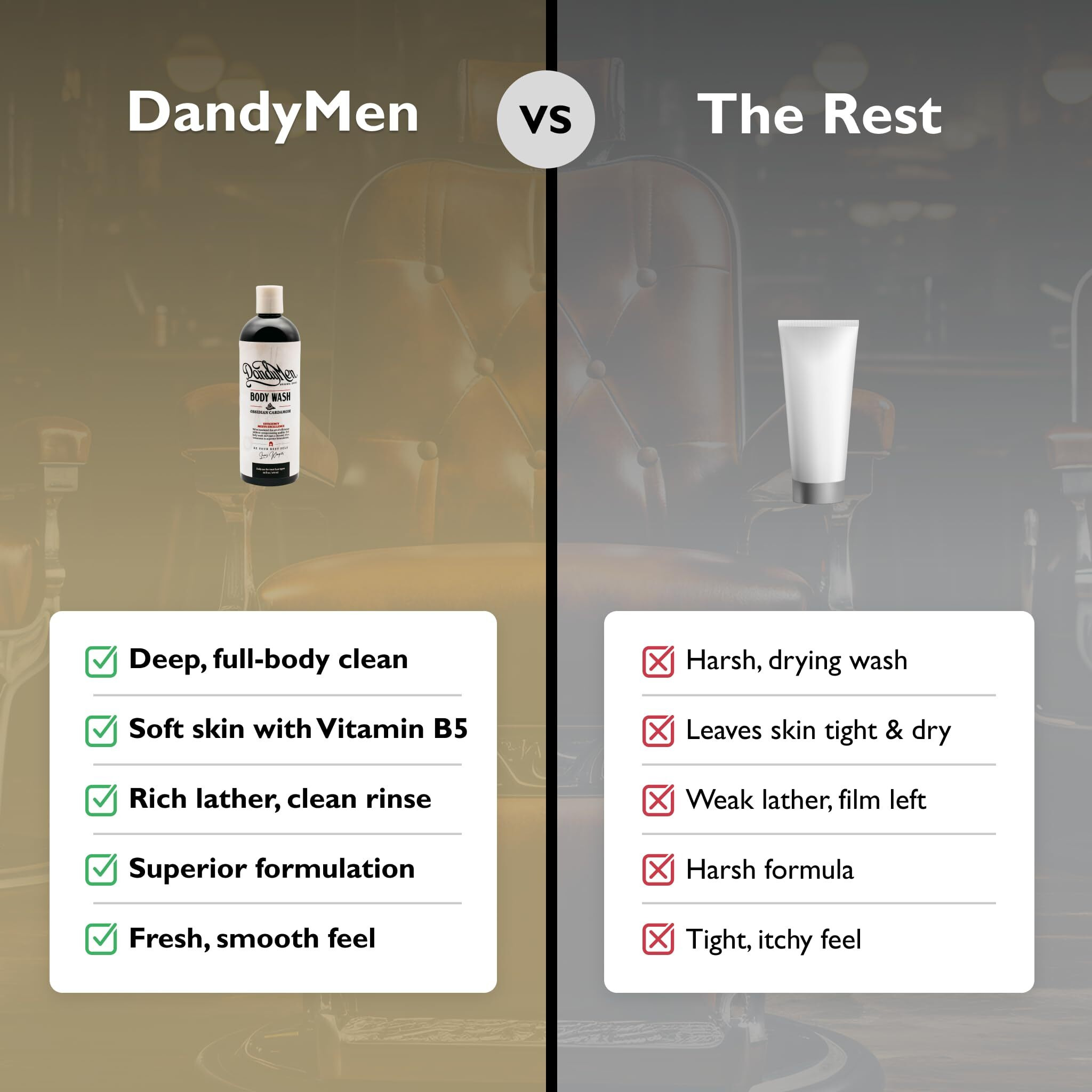 Dandymen 3-In-1 Body Wash, Shampoo & Face Cleanser - Hydrating Men's Wash - 16Oz (1-Pack, Obsidian Cardamom)