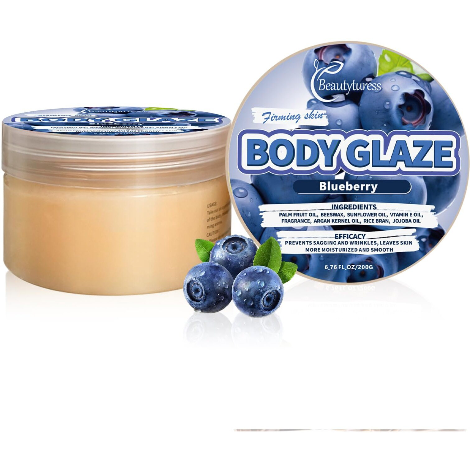 Beautyturess Body Cream Body Cream 200G High Nourishment Nourishing Body Spring Water Fruity Series - Blueberry Scent Long-Lasting Moisturizing For Daily Body Care