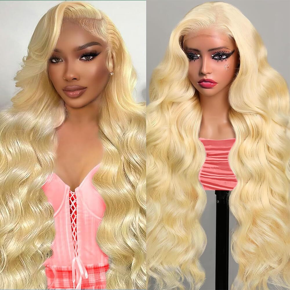 613 13X6 Lace Front Wig Human Hair 250 Density Body Wave Blonde Lace Front Wigs Human Hair Pre Plucked 613 Hd Lace Frontal Wig Blonde Wig Human Hair Glueless Human Hair Wigs 30 Inch