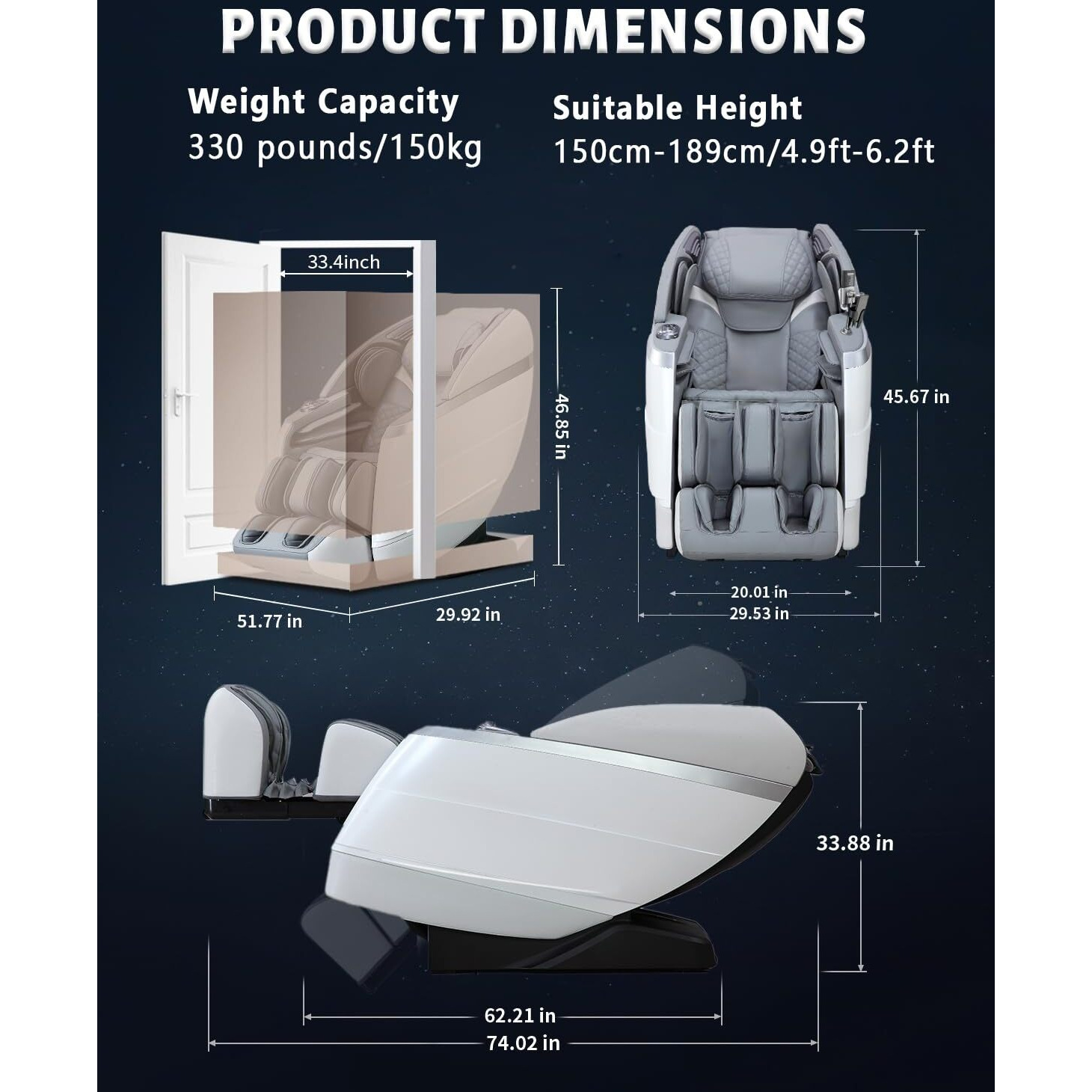 Relaxrelife 4D Full Body Massage Chair With Flexible 166 Track, Reading Light, 18 Massage Modes, 11 Techniques, 36 Airbags, Zero Gravity Recliner With Yoga Stretch And Foot Massage Grey