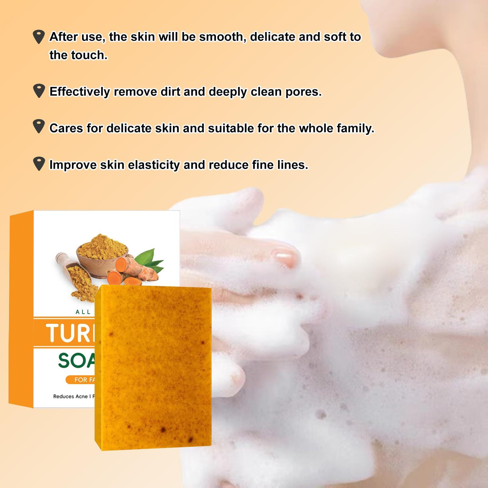 Turmeric Soap - Kojic And Turmericsoap, Jabon De Curcuma Para Las Manchas, Lemon Turmeric Kojic Soap Bar, For Face And Body, Moisturizing Deep Cleansing (3Pcs)