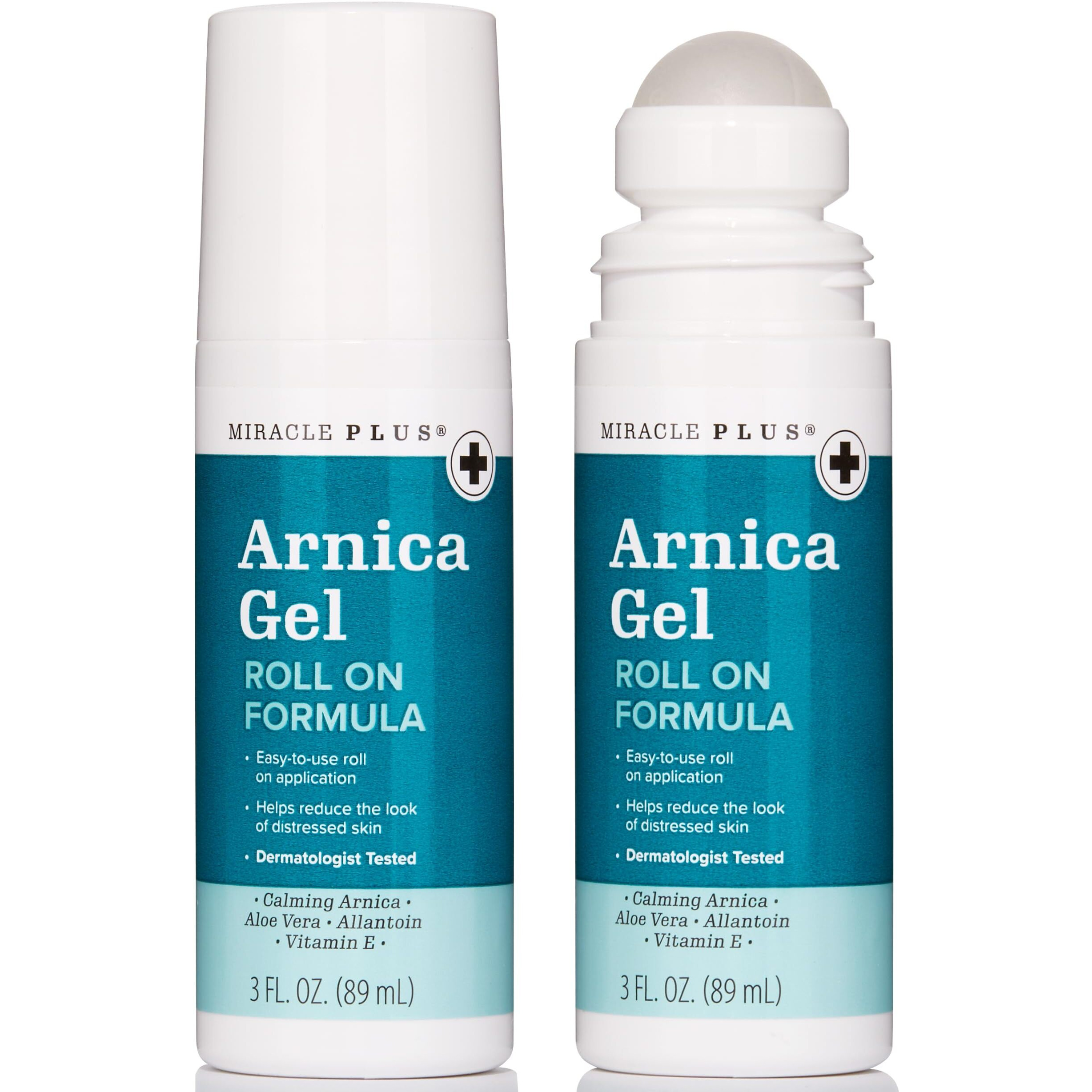 Miracle Plus Natural Arnica Bruise Body Gel Roll On Applicator | Arnica Montana Lotion For Thin Skin Bruising And Swelling After Surgery | Vitamin K Cream | Skin Care Ointment For Bruises, 3 Fl Oz