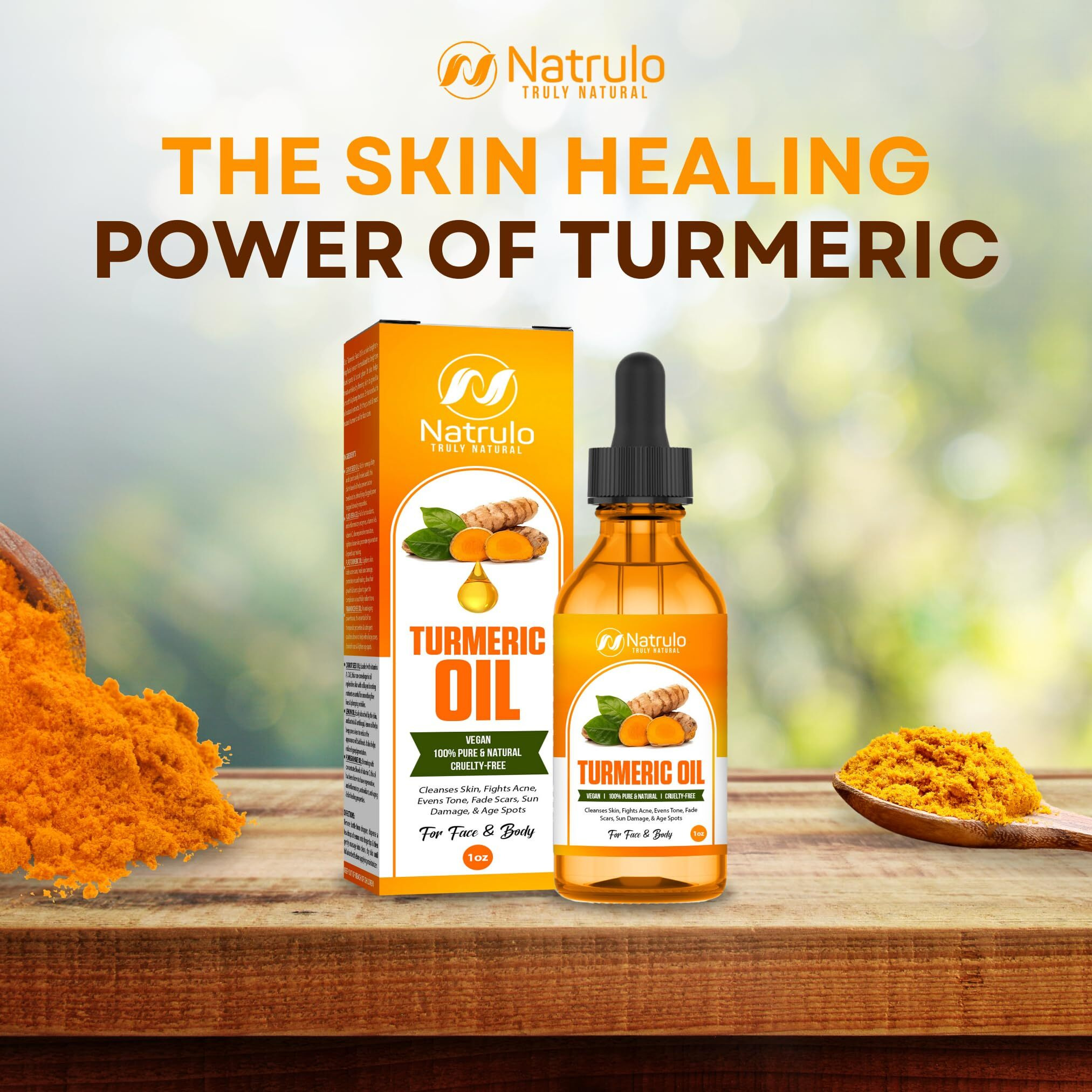 Turmeric Oil - Dark Spot Facial Serum For Face & Body - Natural Skin Brightening Serum & Hyperpigmentation Treatment - Turmeric Glow Serum Cleanses, Fights Acne, Evens Tone, Scars - For All Skin Types