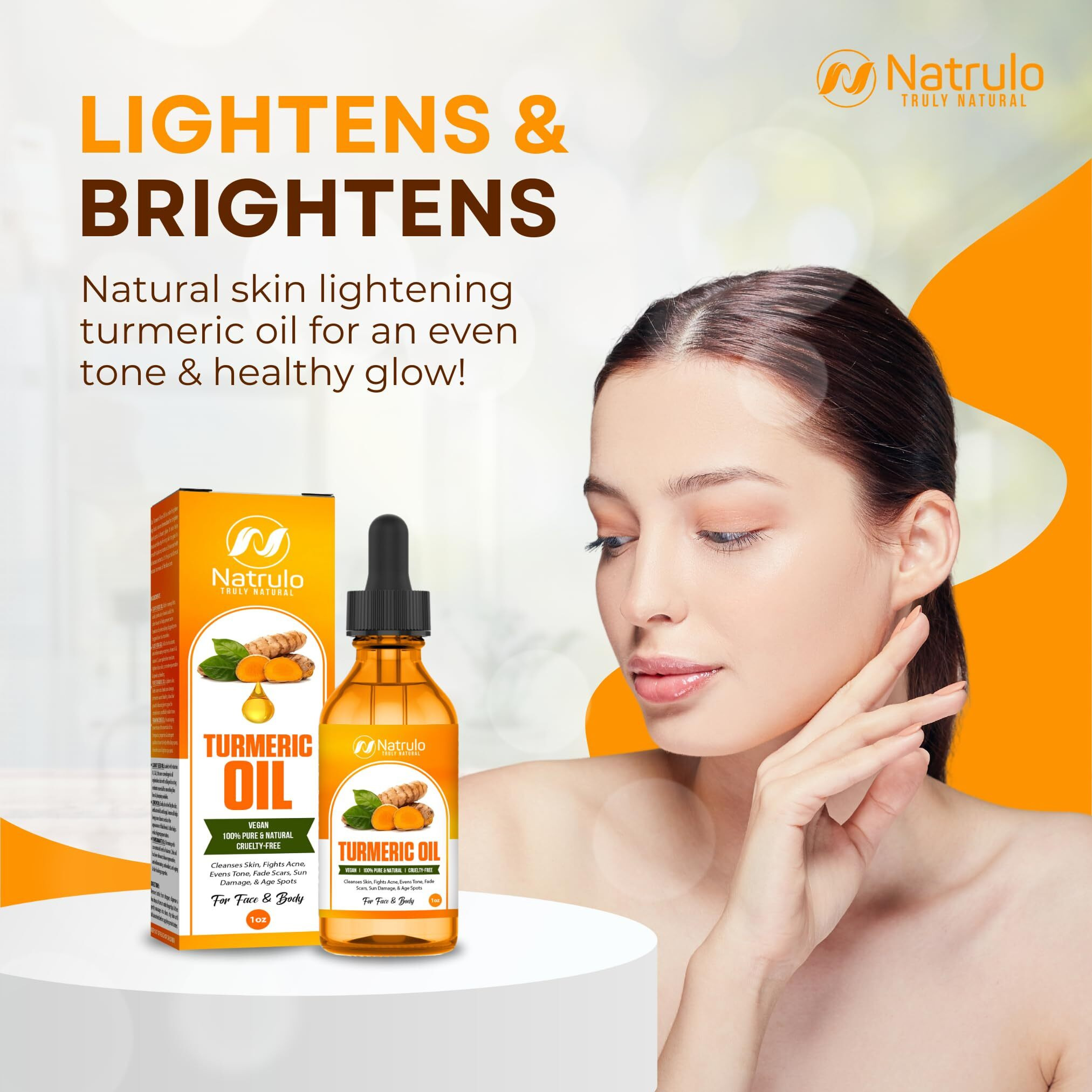 Turmeric Oil - Dark Spot Facial Serum For Face & Body - Natural Skin Brightening Serum & Hyperpigmentation Treatment - Turmeric Glow Serum Cleanses, Fights Acne, Evens Tone, Scars - For All Skin Types