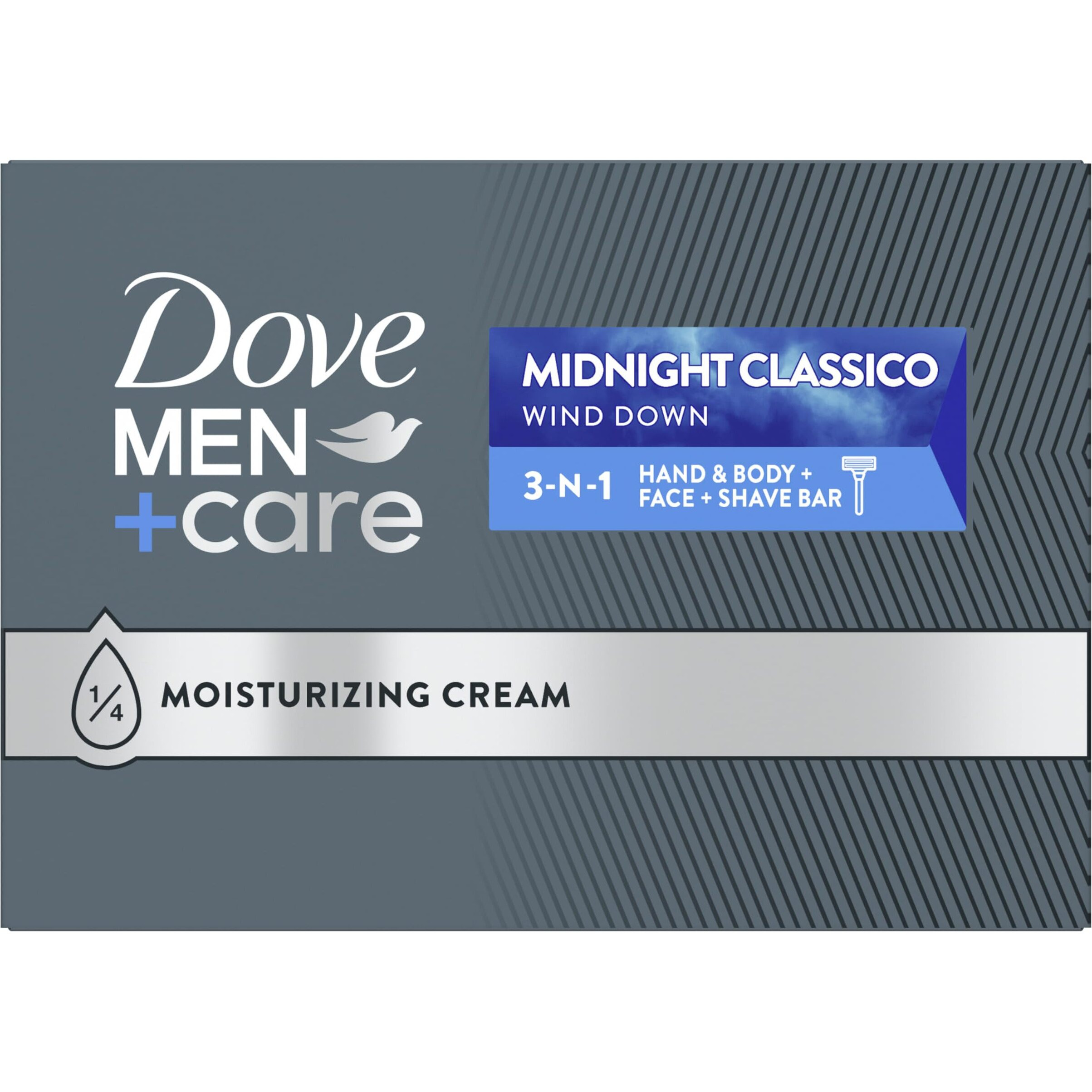Dove Men + Care Hand & Body Face + Shave Bar Midnight Classico 10 Count For Hydrated, Smooth Skin 3.75 Oz