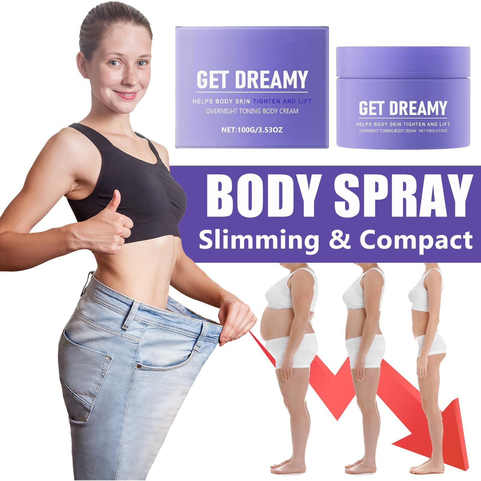 2 Pcs Get Dream Overnight Toning Whip - Body Firming Cream For Women That Works While You Sleep Helps Target The Appearance Of Loose Skin On The Body