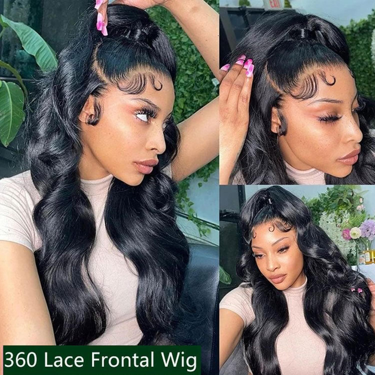 Abijale 360 Lace Front Wigs Human Hair 220% Density Hidden Straps Body Wave Hd Lace Front Wigs With Drawstring 360 Full Lace Wigs Brazilian Virgin Human Hair Wig For Women Natural Black 30Inch