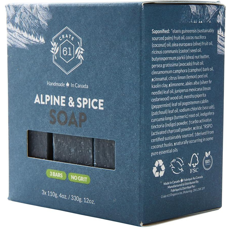 Crate 61, Handmade In Canada, Plant Based Cold Process Natural Bar Soap Cold Pressed For Face And Body, With Premium Oils (Lavander Rose)