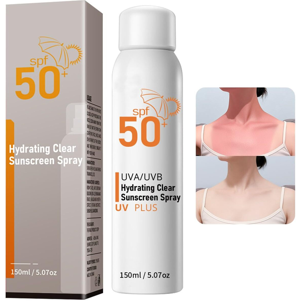 Sunscreen Spray Spf 50+ For Face & Body, Reef Safe Sunscreen Spray, Broad Spectrum Uva/Uvb Sunblock, Oxybenzone-Free, Non-Comedogenic, Oil-Free, Water Resistant, 5.07Oz Travel Size (1 Pack)