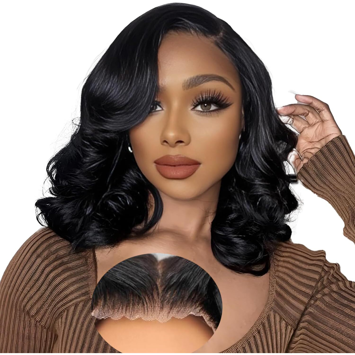 Litmisr Bob Wig Human Hair 220% Density Wear And Go Glueless Wigs Human Hair Pre Cut 9X6 Clourse Body Wave Lace Front Wigs Human Hair 16 Inch Short Black Bob Wig For Women