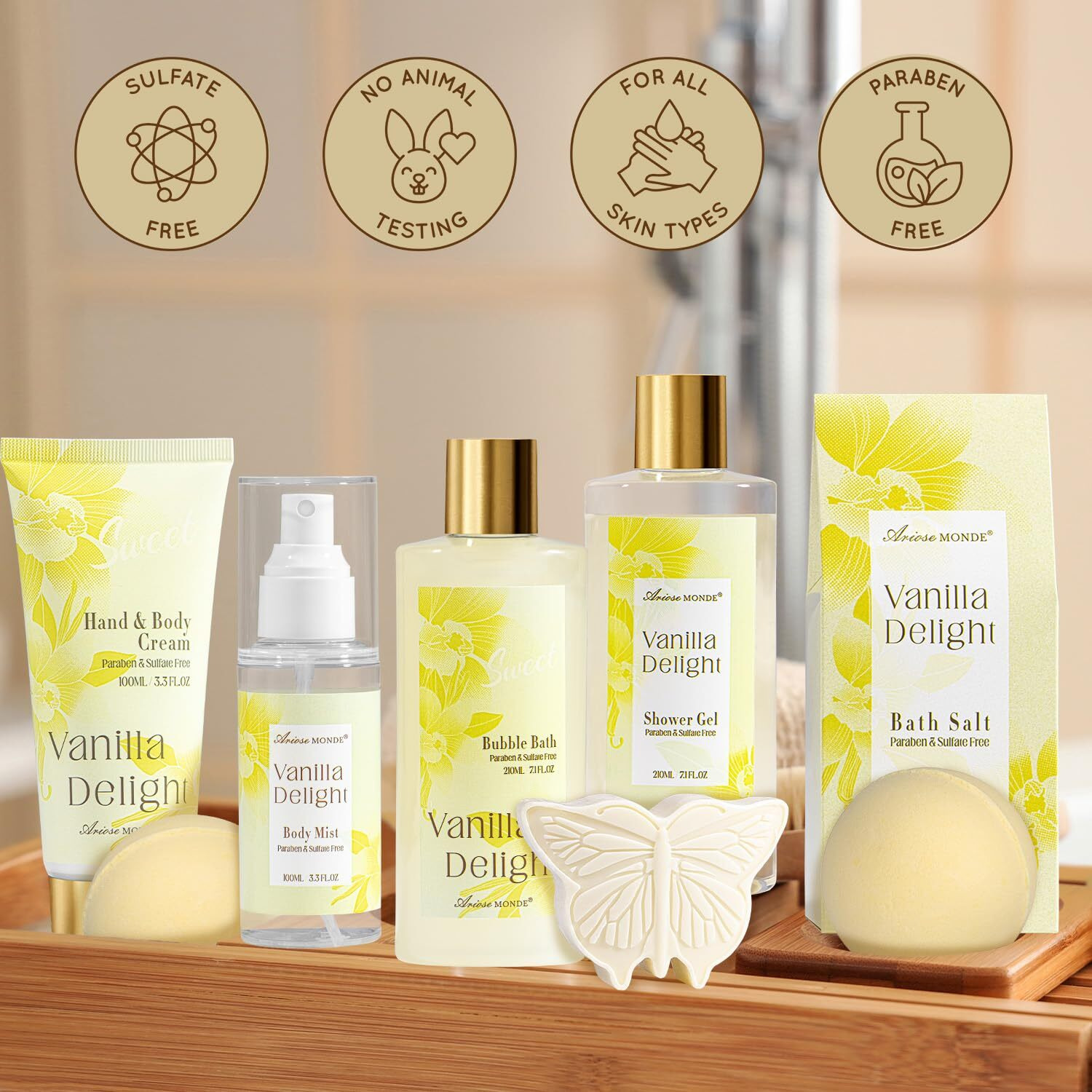 Spa Gifts For Women, 15Pcs Vanilla Rose Women Spa Gift Baskets W/Body Mist, Diffuser, Bath Bomb. Relaxing Bath Sets, Mothers Day Gifts For Mom, Unique Birthday Gift Basket