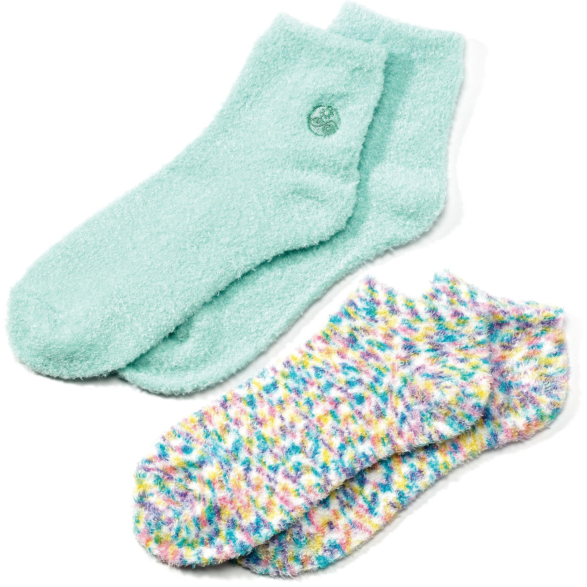 Earth Therapeutics Aloe Vera Socks - Infused W/Aloe Vera & Vitamin E - Helps Dry Feet, Calluses, Dead Skin - Use W/Lotion - Green/Confetti - 2 Pairs
