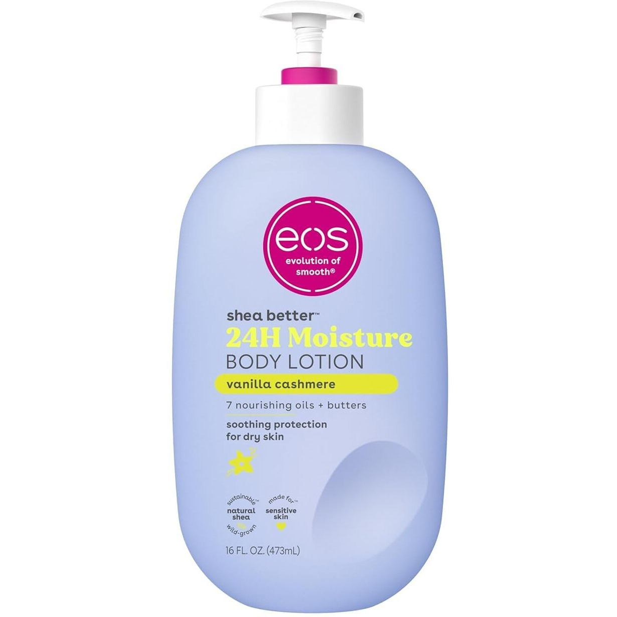 Eos Shea Better Body Lotion- Vanilla Cashmere  Lightweight & Non-Greasy, 16 Fl Oz