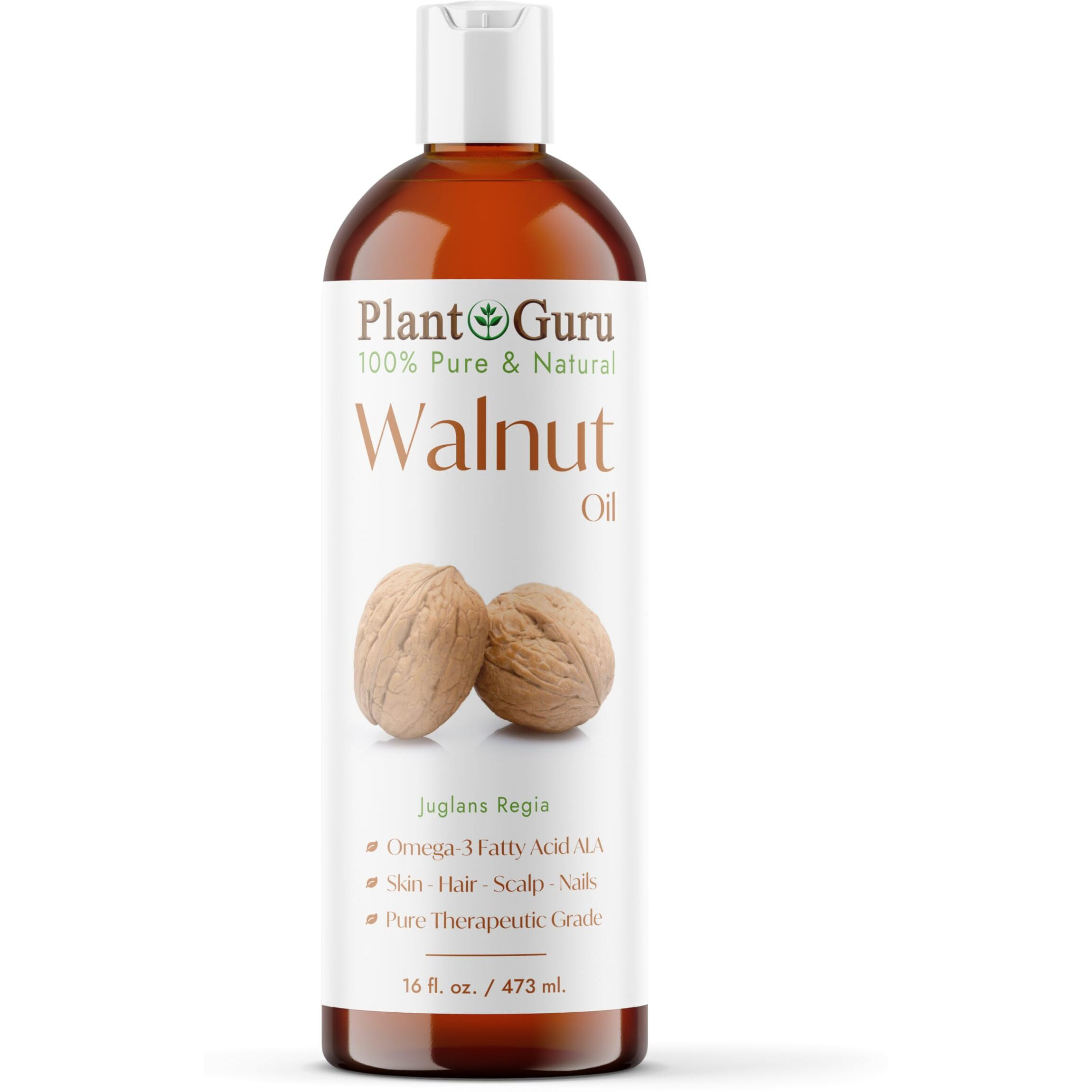 Walnut Oil 16 Fl. Oz. - Cold Pressed 100% Pure Natural - Skin, Body, Face, And Hair Growth Moisturizer. Great For Creams, Lotions, Lip Balm And Soap Making.