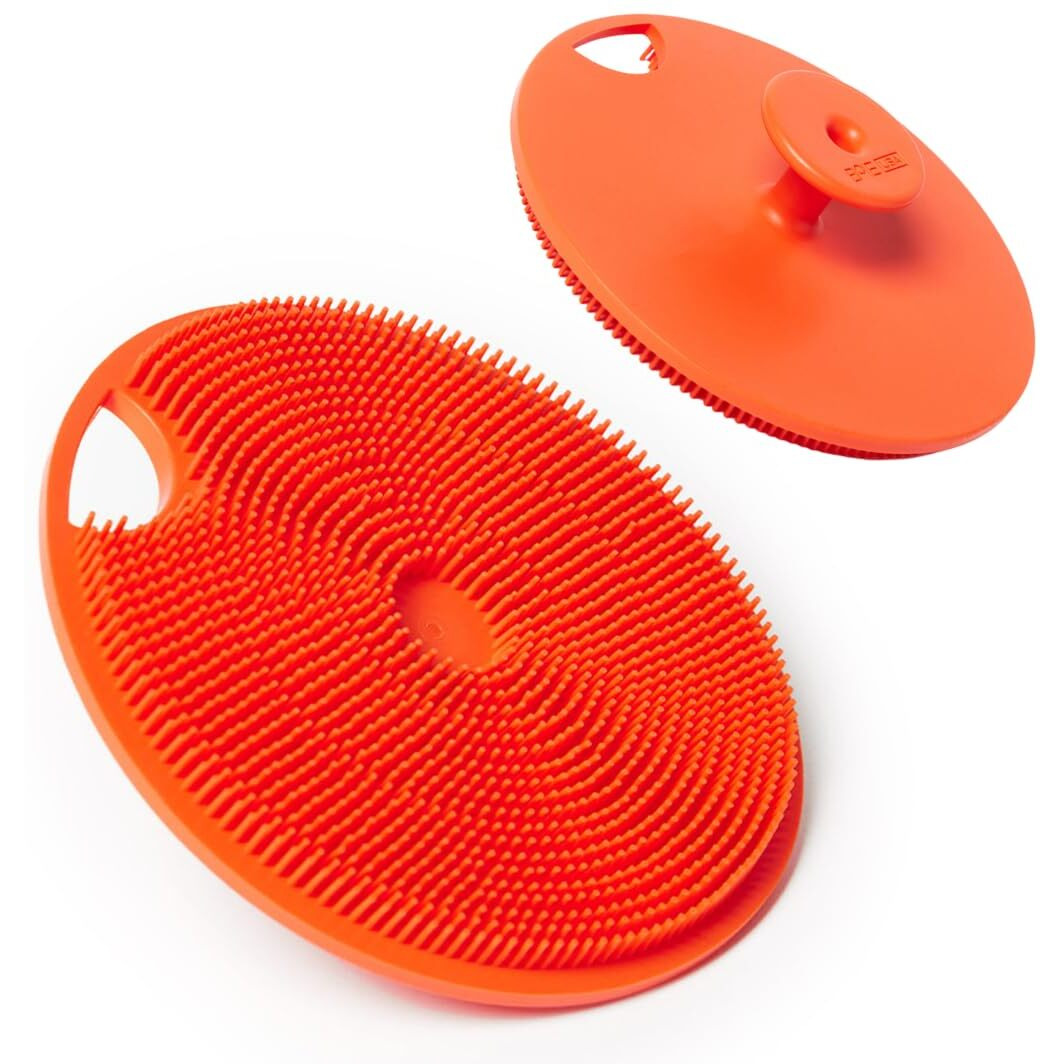 Boie Usa Body Scrubber With Handle - Hygienic, Exfoliating Loofah Alternative - Feels Like Silicone Scrubber Gentle On Sensitive Skin, Hypoallergenic, Bpa & Latex-Free, Made In The Usa & Easy To Clean