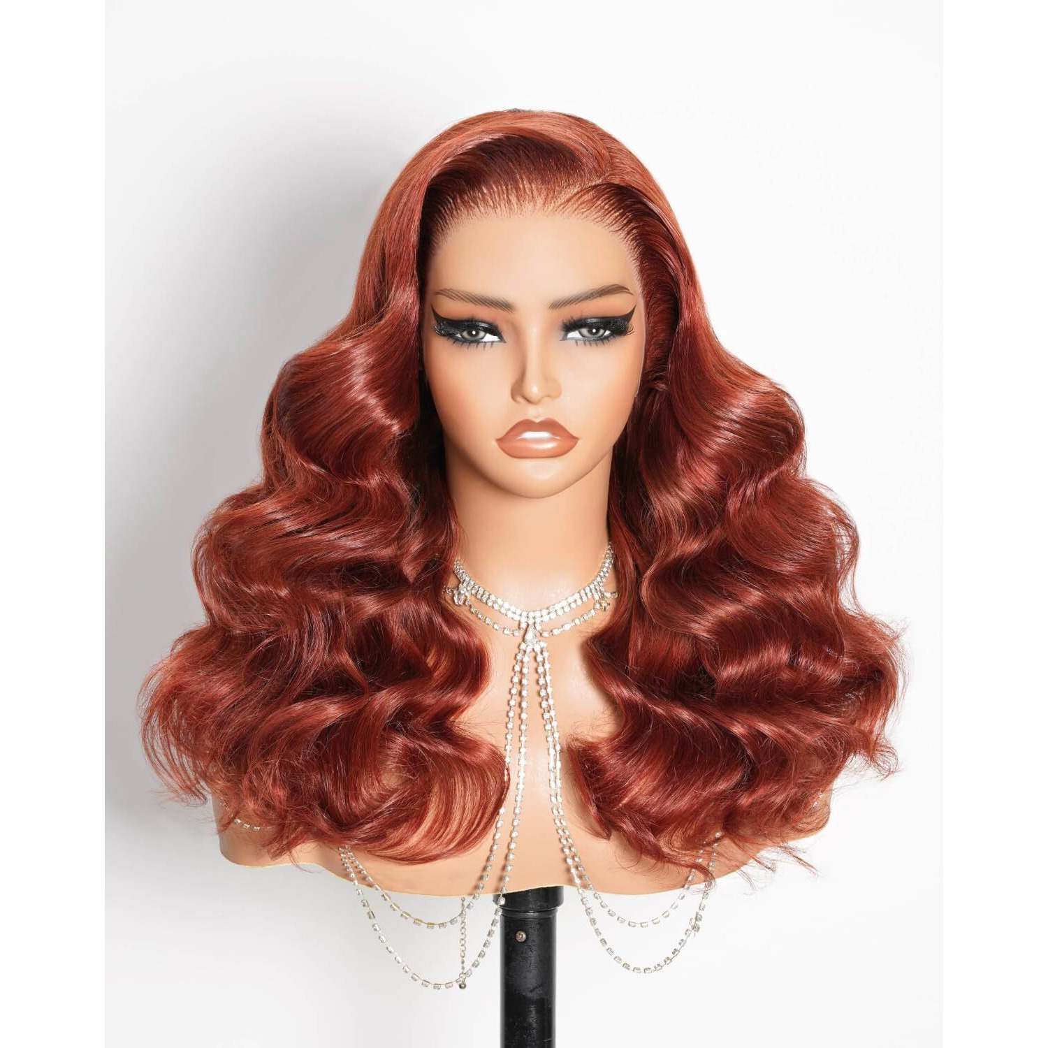 Megalook Hair 13X6 Reddish Brown Lace Front Wigs Human Hair 220% Density Glueless Ear-To-Ear Hd Frontal Body Wave Wigs Human Hair Pre Plucked Pre Cut Drawstring Wig 20 Inch
