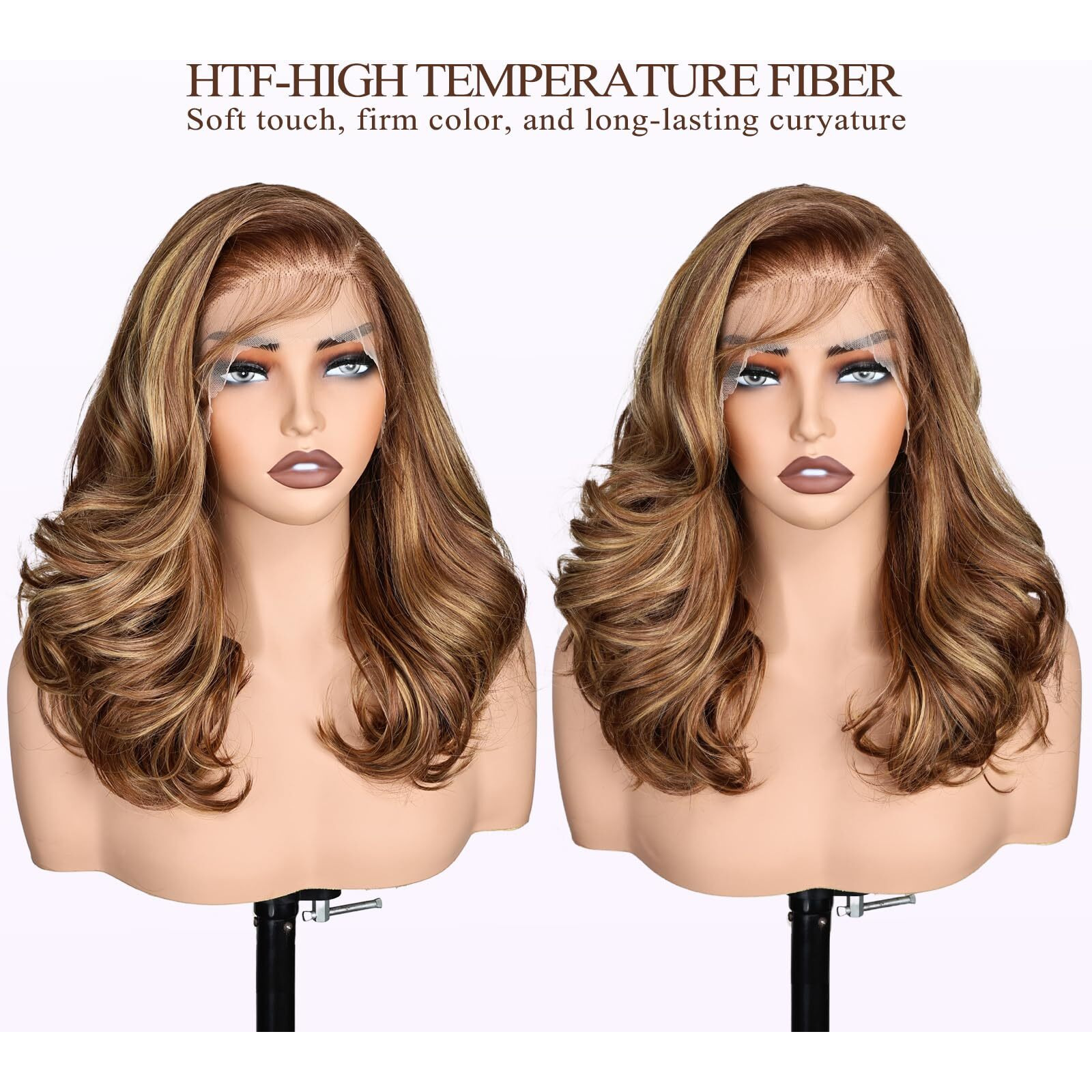 Sisgrace 13  6 Hd Lace Front Wigs 18 Inch Pre Layered Body Wave Synthetic Glueless Wigs Pre Plucked Tiny Knots Lace Natural Hairline Bob Wigs For Black Women White Women(Brown Mix Blonde Highlight)