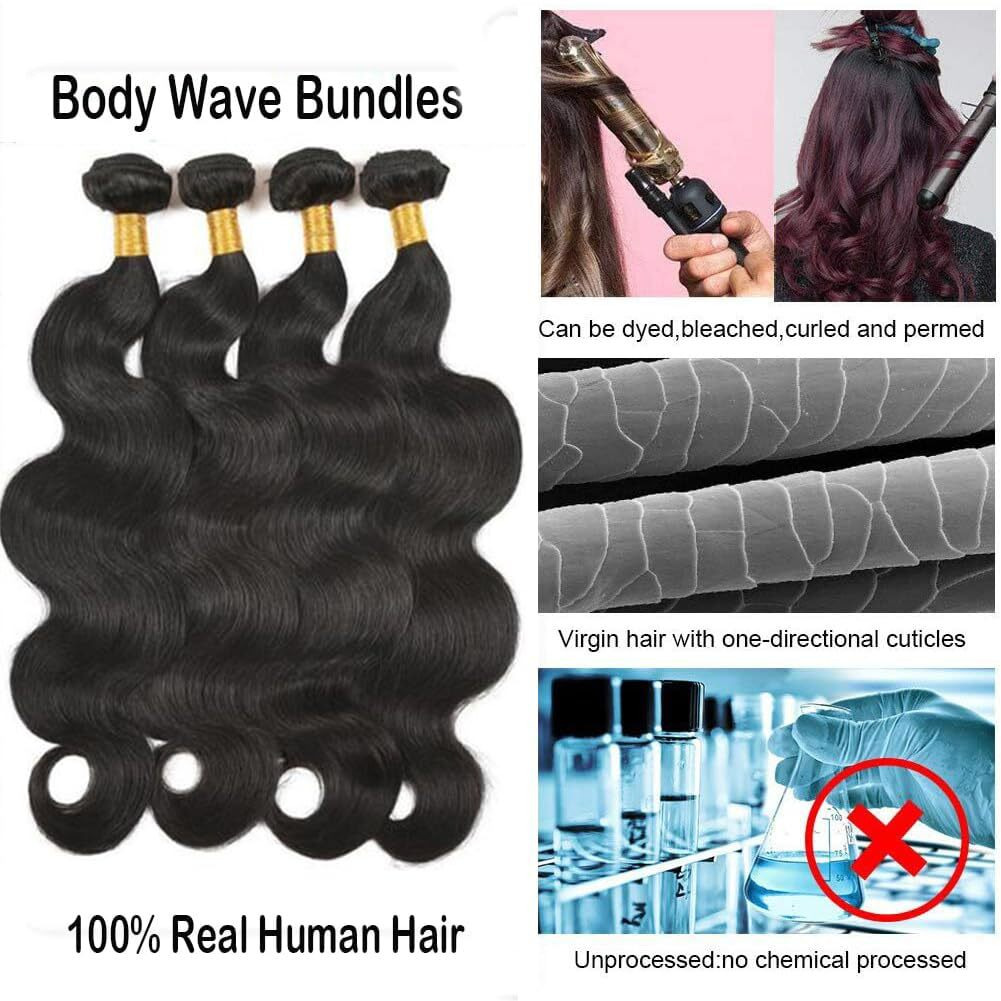 Body Wave Bundles Human Hair 24 26 28 30 Inch 4 Bundles Body Wave 12A Raw Sew In Hair 100% Unprocessed Brazilian Virgin Hair Natural Black