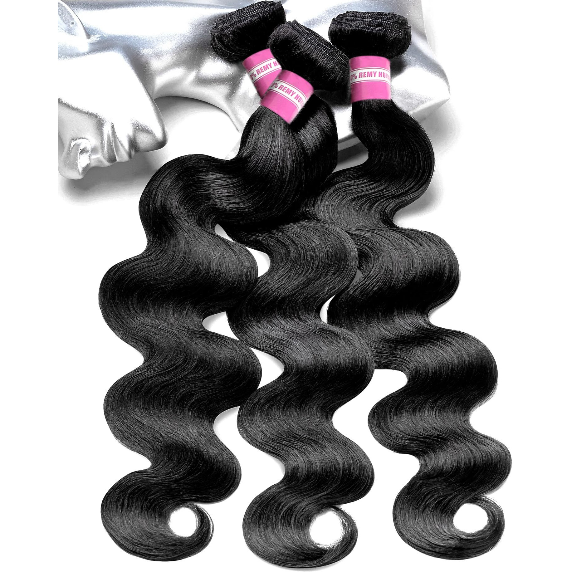 Inlovwith Healthy Human Hair Bundles, Body Wave Bundles Human Hair, 100% Unprocessed Selected Healthy Brazilian Virgin Hair Extensions(3 Bundles, 22 24 26 Inches)