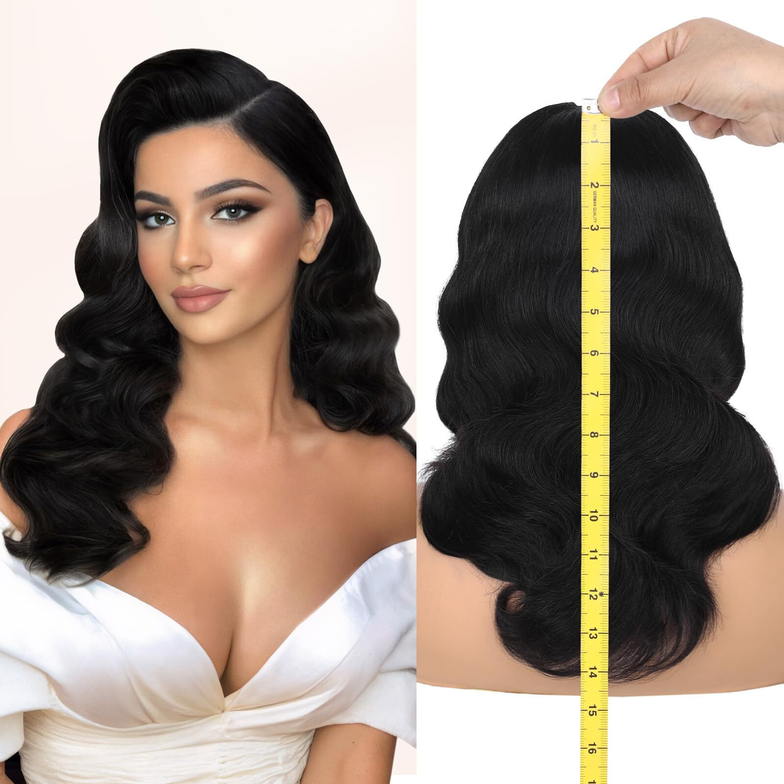 Wignee U Part Human Hair Wig Body Wave | True Curved 14"" Length No Stretching | 100% Unprocessed Brazilian Virgin Hair | 200% Density V Part Body Wave Wigs For Black Women Human Hair Glueless