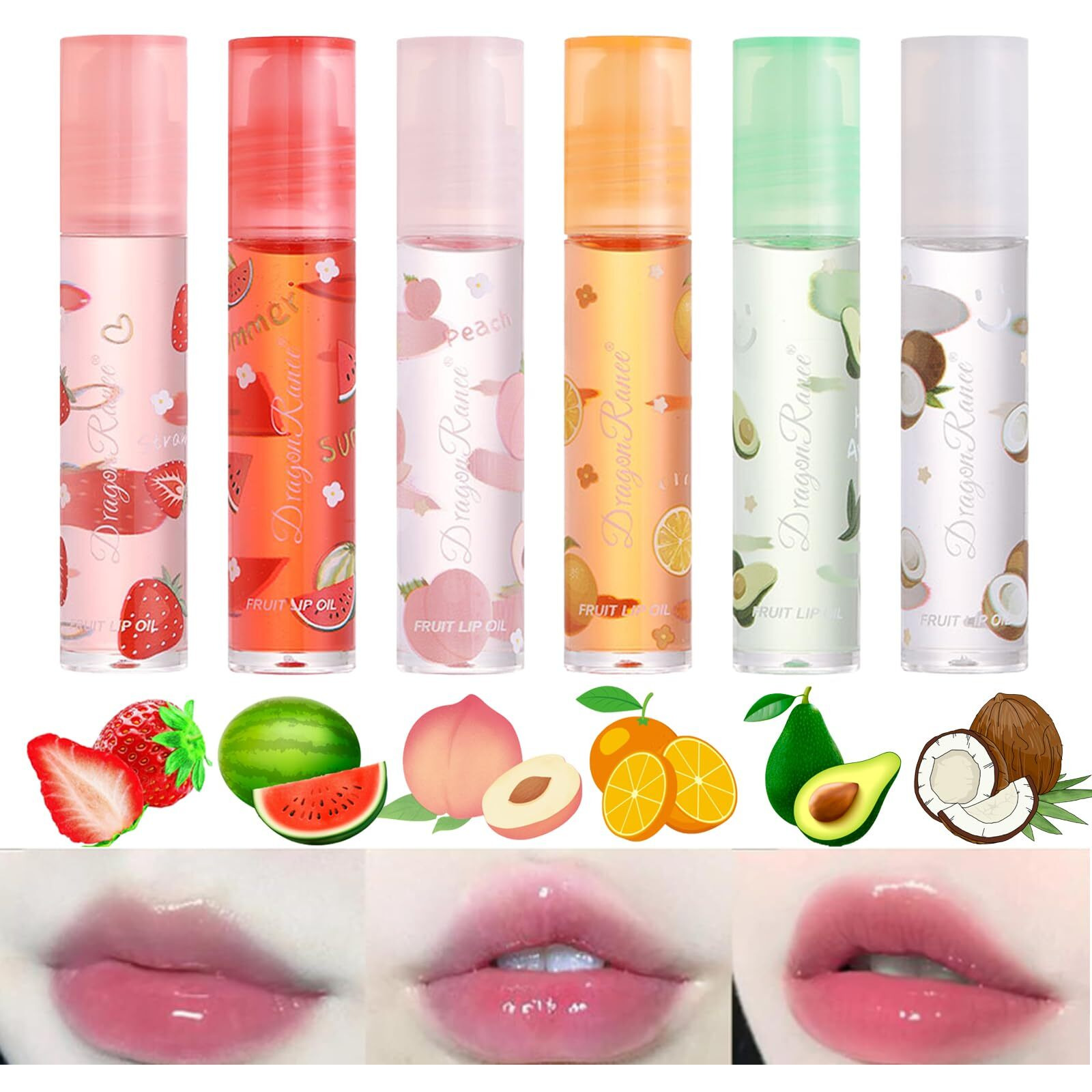 Petansy Lip Oil 6 Pcs Roll-On Lip Oil Set Fresh Lip Glaze Transparent Colorless Moisturizing Lip Lotion Hydrating Lip Oil Set For Lip Care