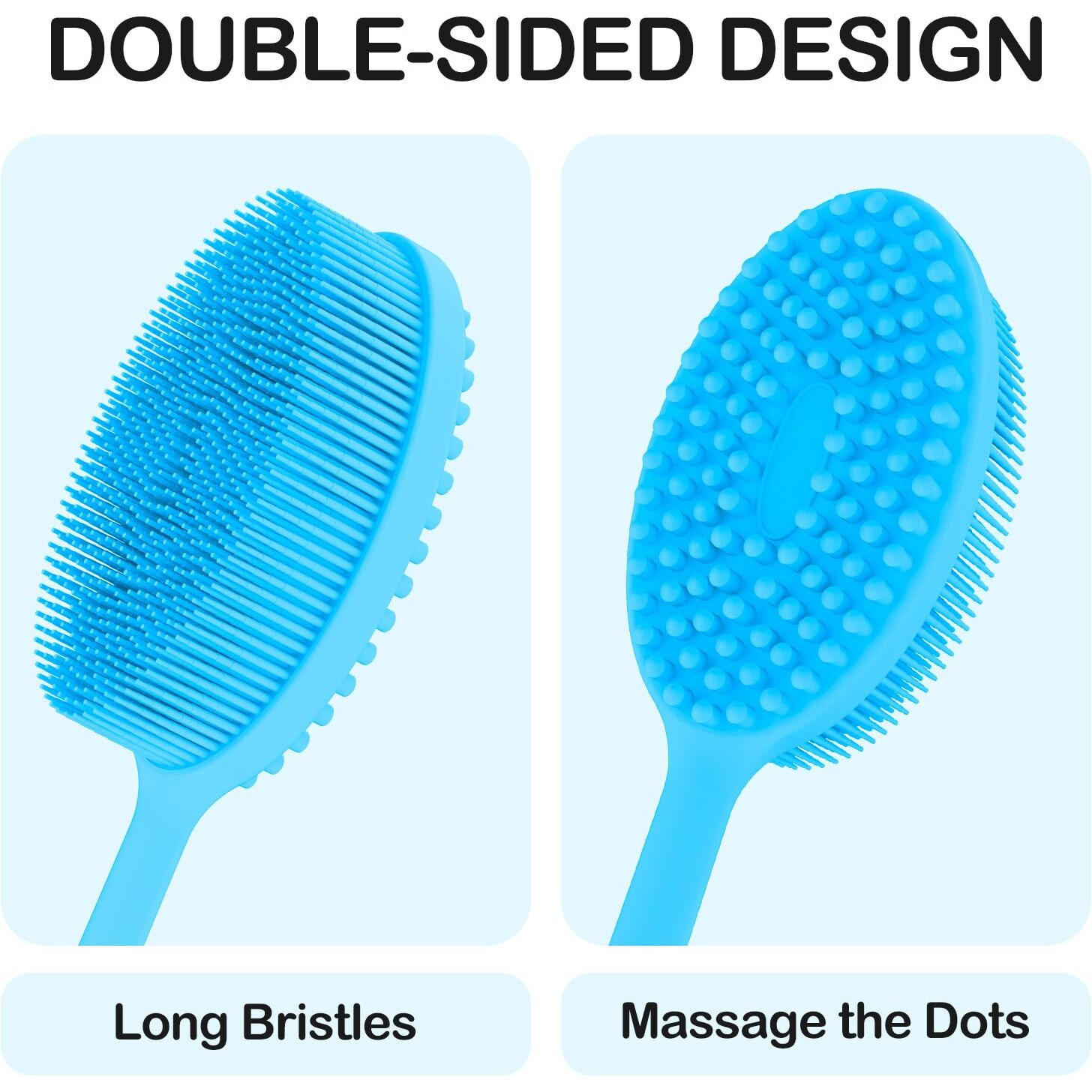 Mateeylife Silicone Body Scrubber Exfoliator With Handle, Gentle Back Scrubber, Shower Brush For Body, Bath Back Brush