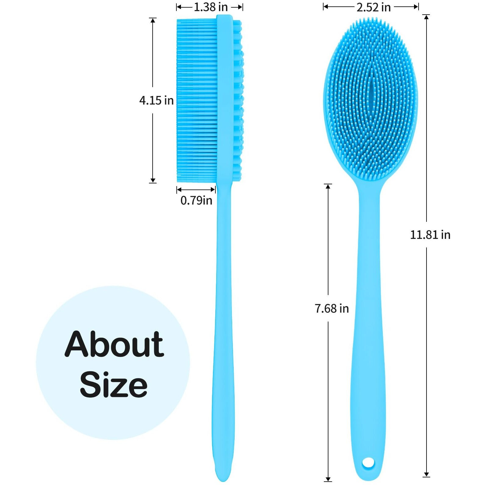 Mateeylife Silicone Body Scrubber Exfoliator With Handle, Gentle Back Scrubber, Shower Brush For Body, Bath Back Brush
