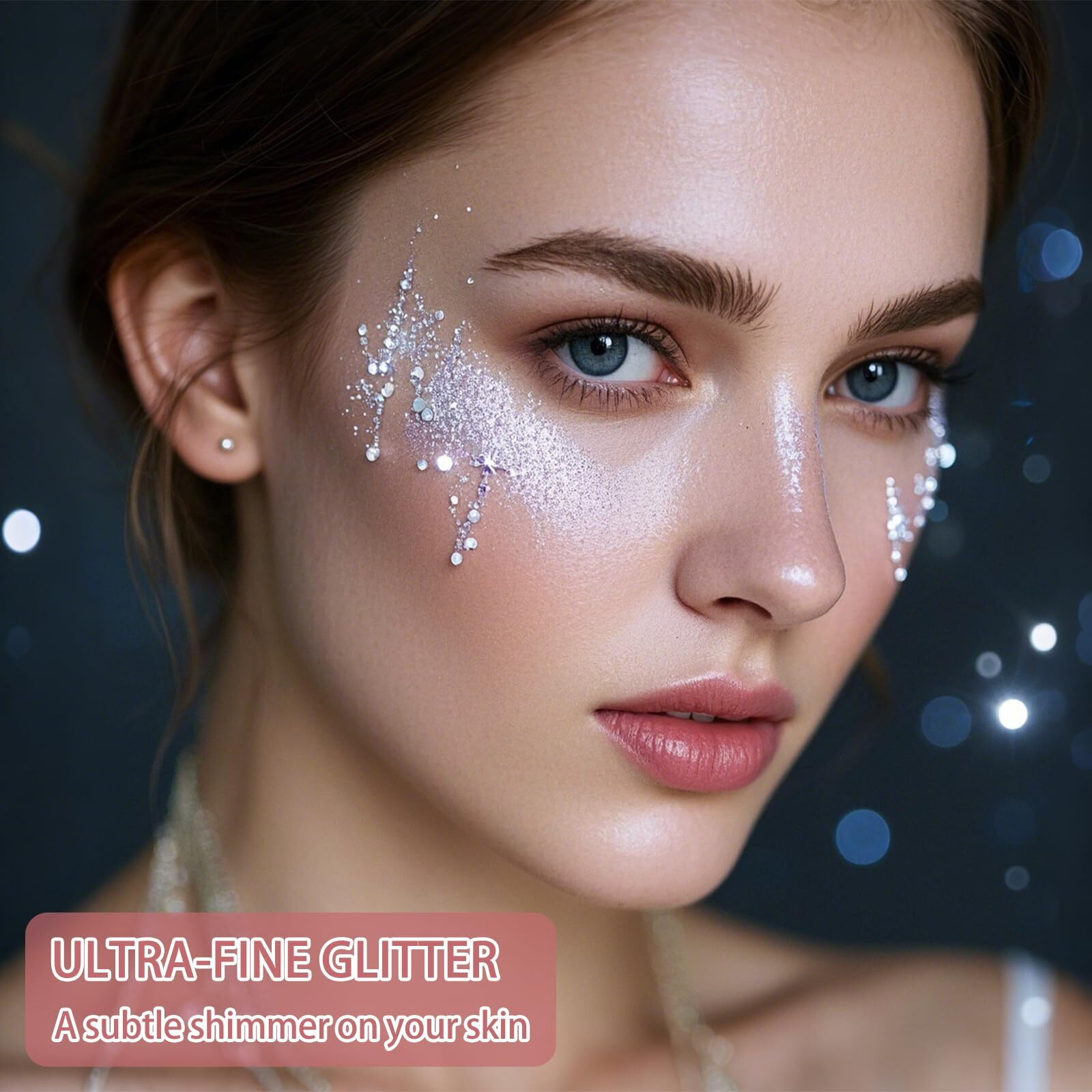 Etercycle Glitter Spray For Hair And Body, White Extra Fine Face Shimmer Powder, Cosmetic Rave Makeup Glitter Highlighter Powder Hairspray For Y2K Accessories, Festive Party, Stage Shows, Nightclubs