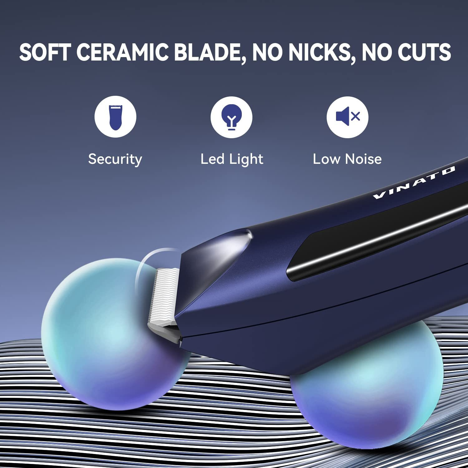 Vinato Electric Body Hair Trimmer - Manscape Ball Trimmer, Groin Hair Trimmer For Men, Waterproof Ball Shaver, Usb Recharge Dock Replaceable Ceramic Blade, Male Hygiene Razor, 90 Mins Battery Life