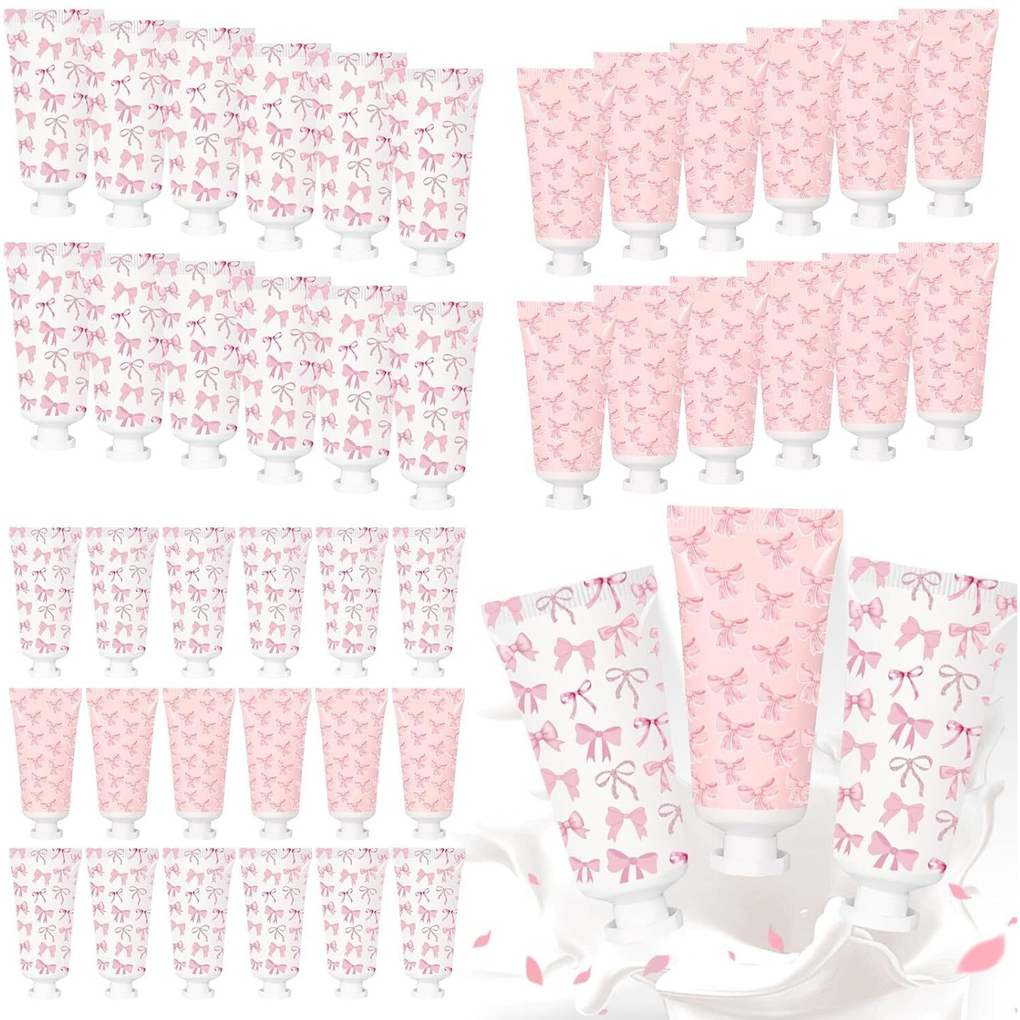 50 Pcs Pink Bow Hand Cream Gifts Bow Hand Cream Bulk Bachelorette Figure Hydrating And Soothing Hand Lotion For Wedding Bridal Engagement Baby Shower Stuffers Party Guest Favors