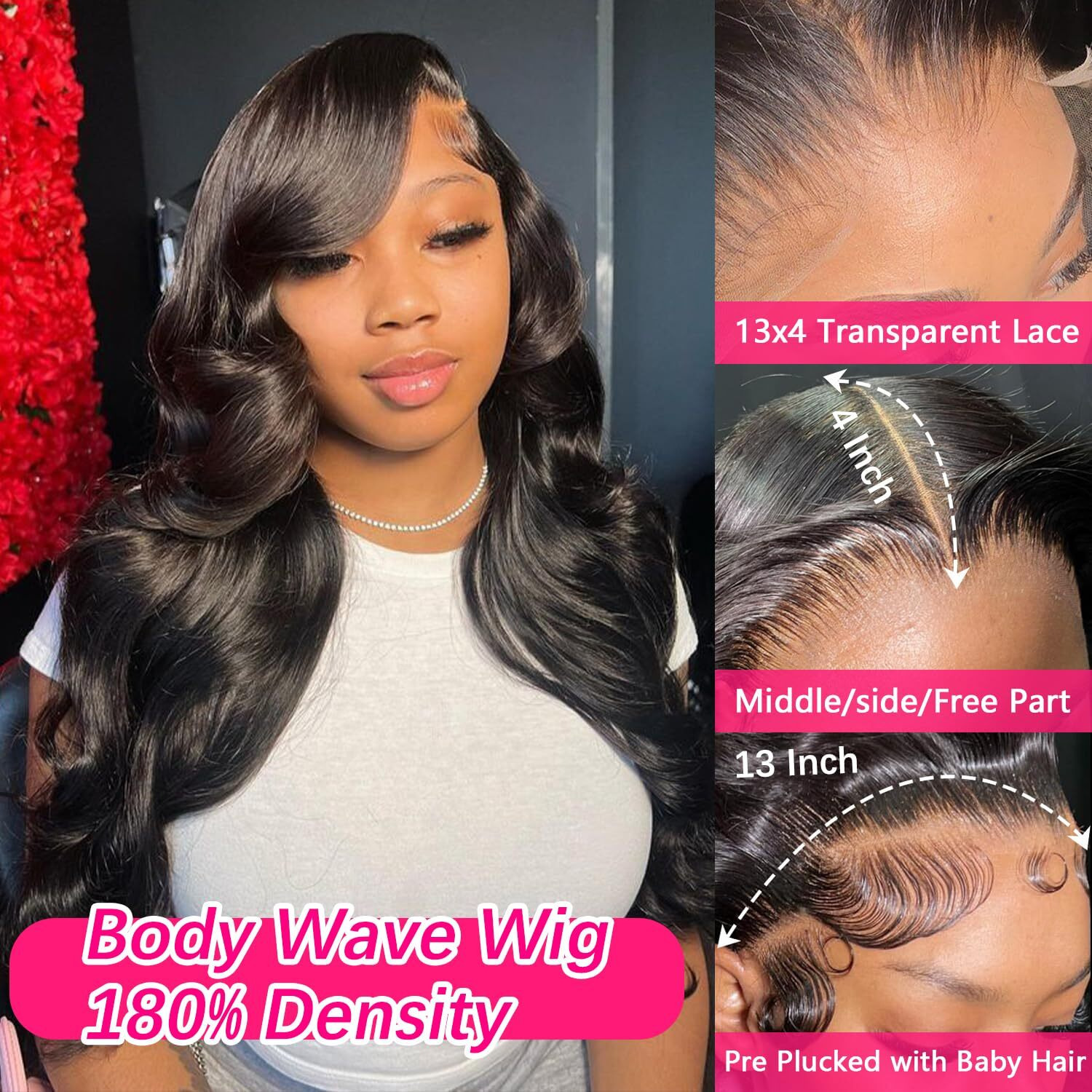 Rylice 30Inch Body Wace Lace Front Wigs Human Hair 200% Density 13X4 Hd Lace Frontal Wig Glueless Narutal Black Brazilian Virgin Human Hair Wigs For Black Women