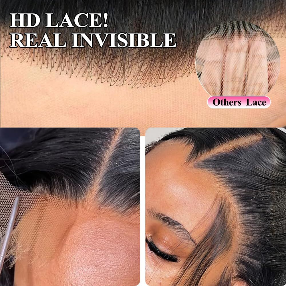 Rylice 30Inch Body Wace Lace Front Wigs Human Hair 200% Density 13X4 Hd Lace Frontal Wig Glueless Narutal Black Brazilian Virgin Human Hair Wigs For Black Women