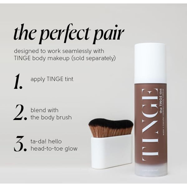 Tinge Body Brush, Large Kabuki Brush, Ideal For Blending Body Makeup, Foundation, Self Tanner & Bronzing, Streak Free & Mess Free, Make Up Brush With Soft, Durable Bristles For Smooth, Even Coverage