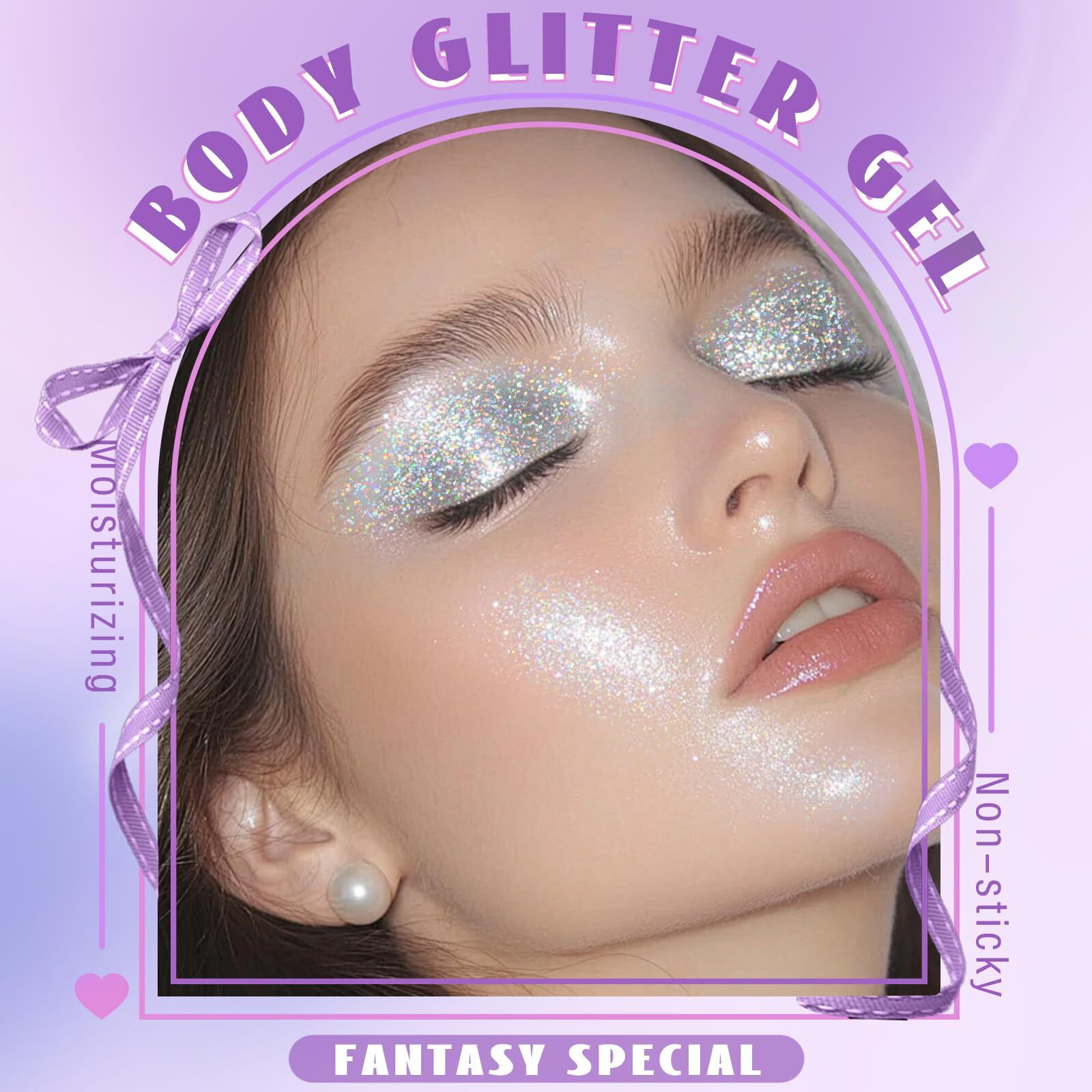 Hosaily Roll-On Holographic Body Glitter Gel For Face Hair, Chameleon Color Changing Glitter Gel Under Light, Chunky Mermaid Sequins Festival Party Rave Accessories Shimmer Makeup (17 Silver)
