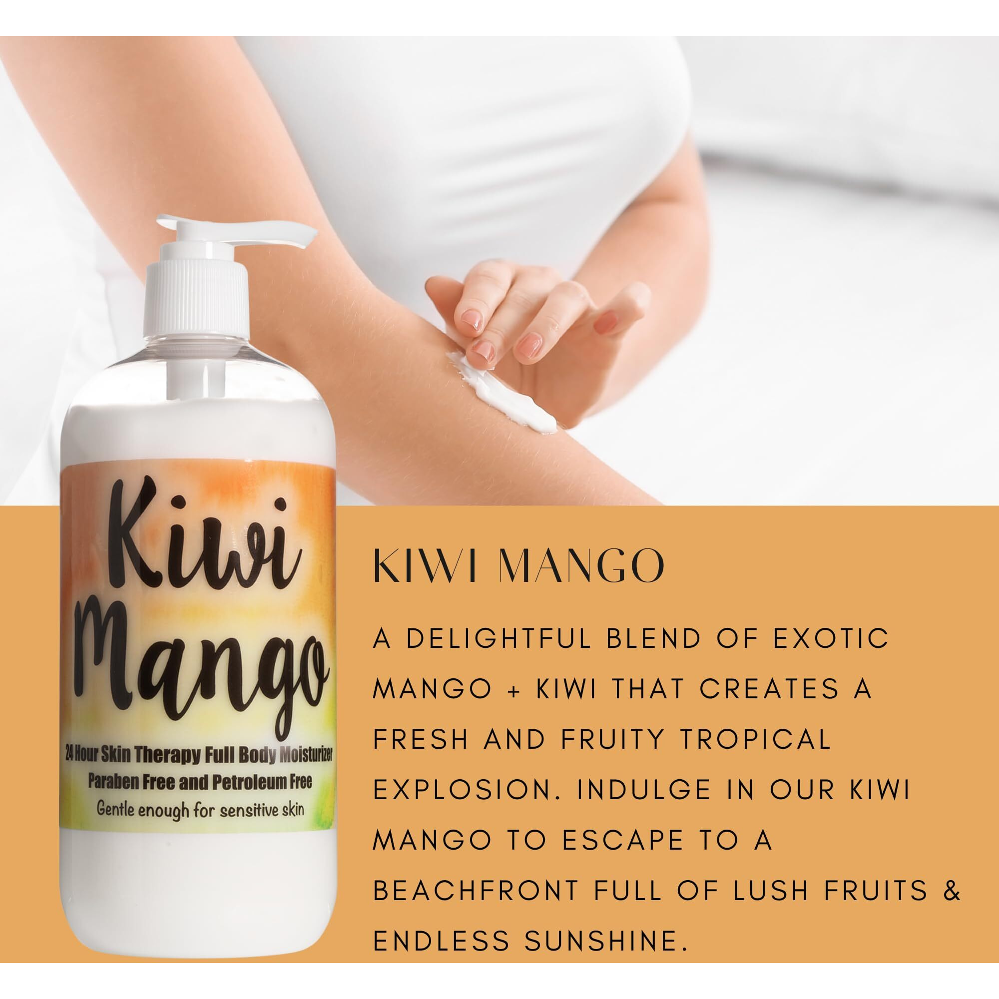 The Lotion Company Kiwi Mango Lotion - 24 Hour Skin Therapy, Full Body Moisturizer With Aloe Vera & Vitamins, Paraben Free, Non-Greasy, Father/Daughter Brand - Made In Usa, 16 Oz
