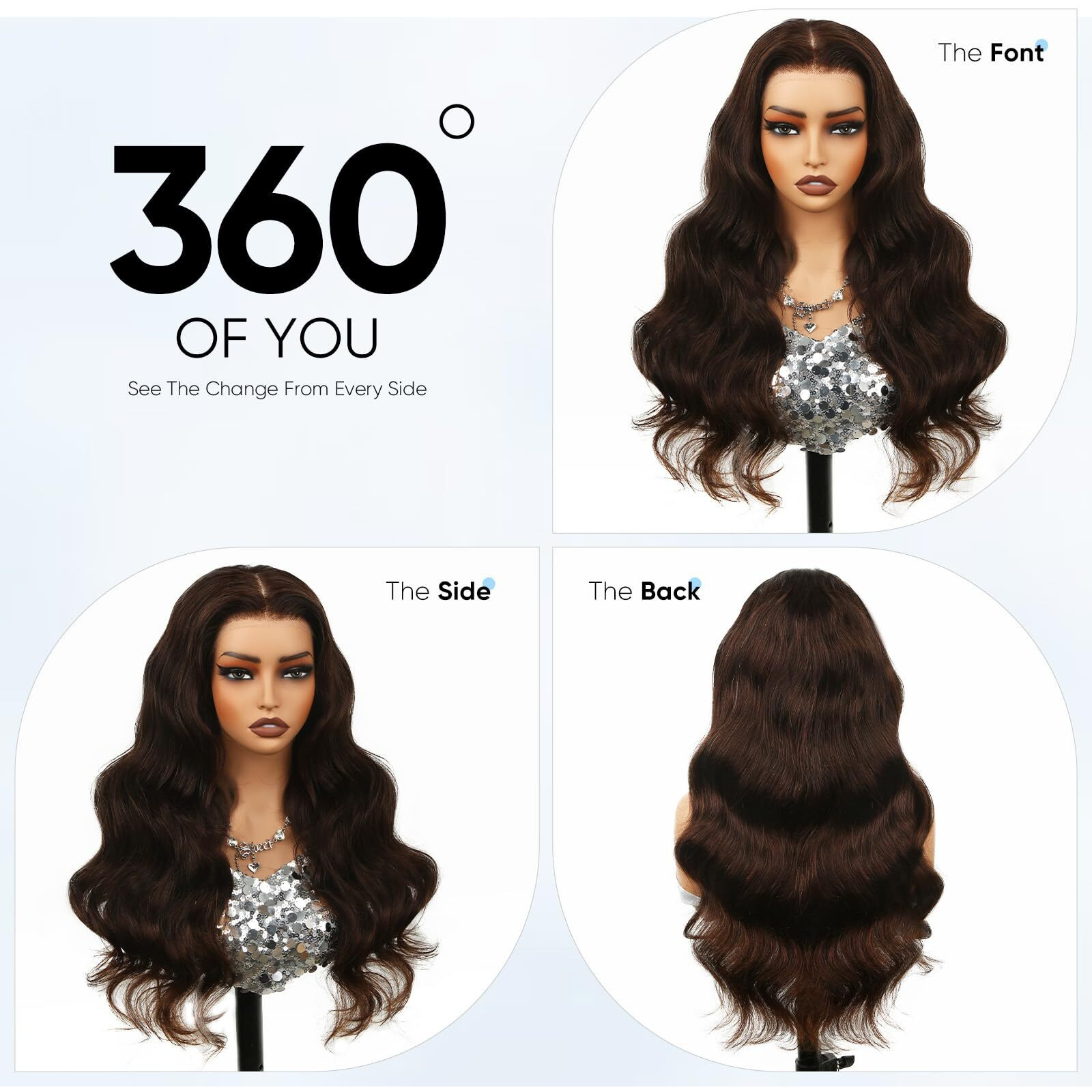 Kesenmu Chocolate Brown Lace Front Wig,13X6 Hd Brown Body Wave Lace Frontal Wigs Human Hair Pre Plucked With Baby Hair, 210% Density Colored Brown Wig Human Hair For Women 18 Inch