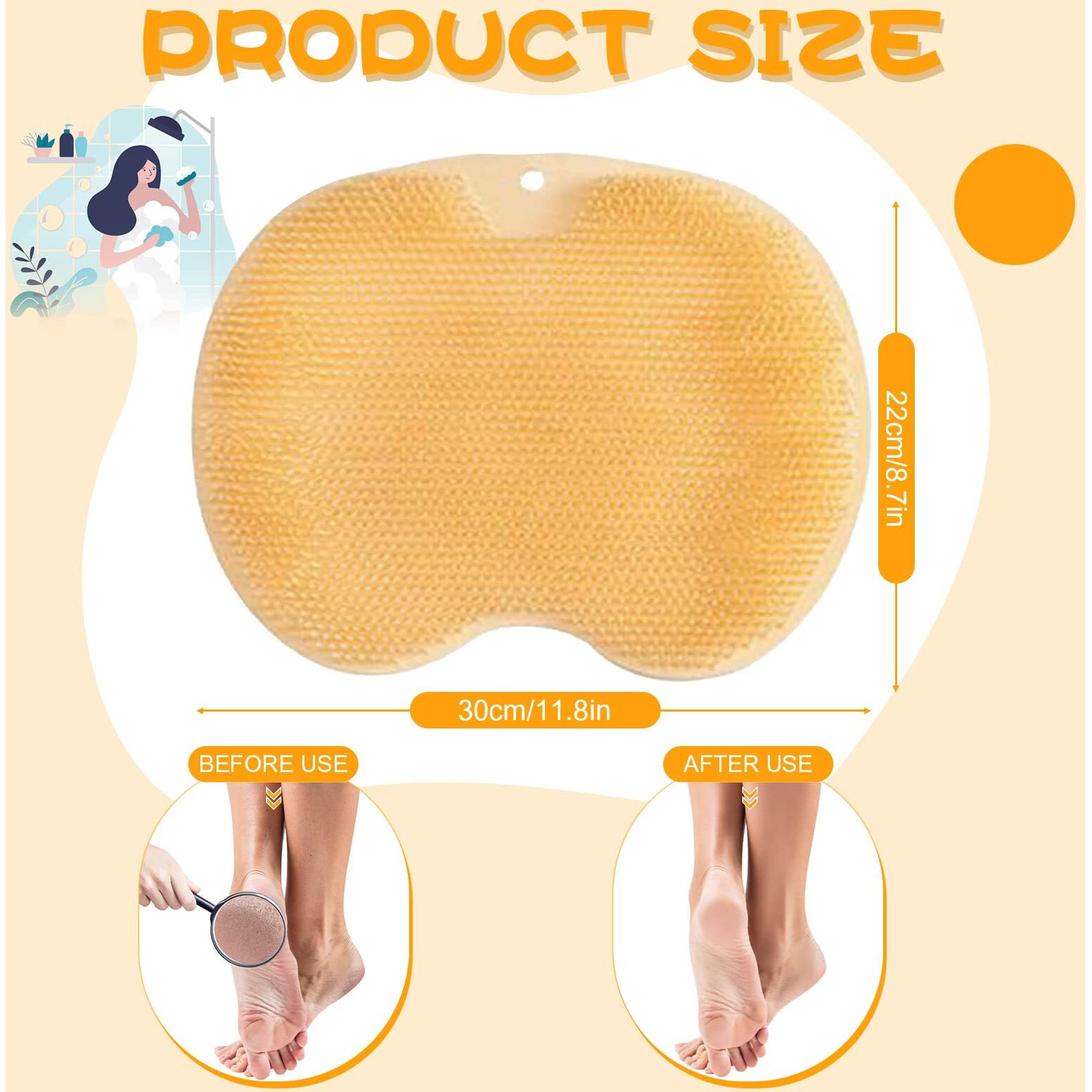 Hfpengzan 2Pc Shower Foot & Back Scrubber, Wall Mounted Massage Pad, Silicone Bath Massage Cushion Brush With Suction Cups For Body Scrubber Improve Foot Circulation & Soothes Tired Feet Yellow&Blue