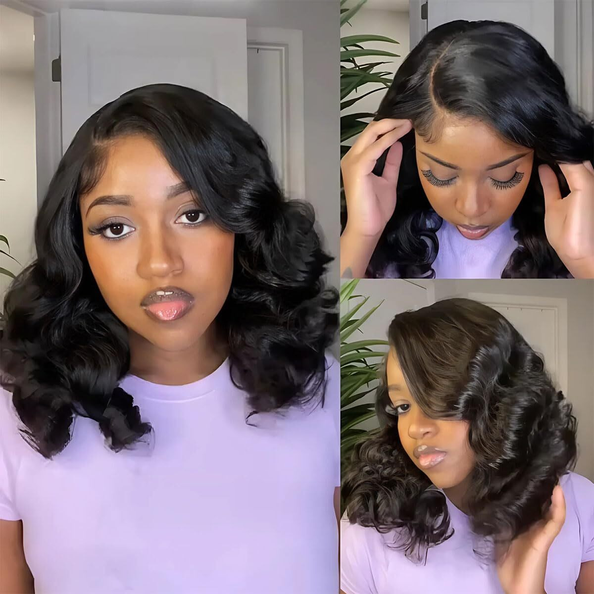Loose Body Wave Lace Front Wigs For Black Women Wear And Go Glueless Wigs Human Hair Pre Cut Preplucked Prebleached Human Hair Wig Wear And Go Glueless Wig 6X5 Hd Lace Closure Wig