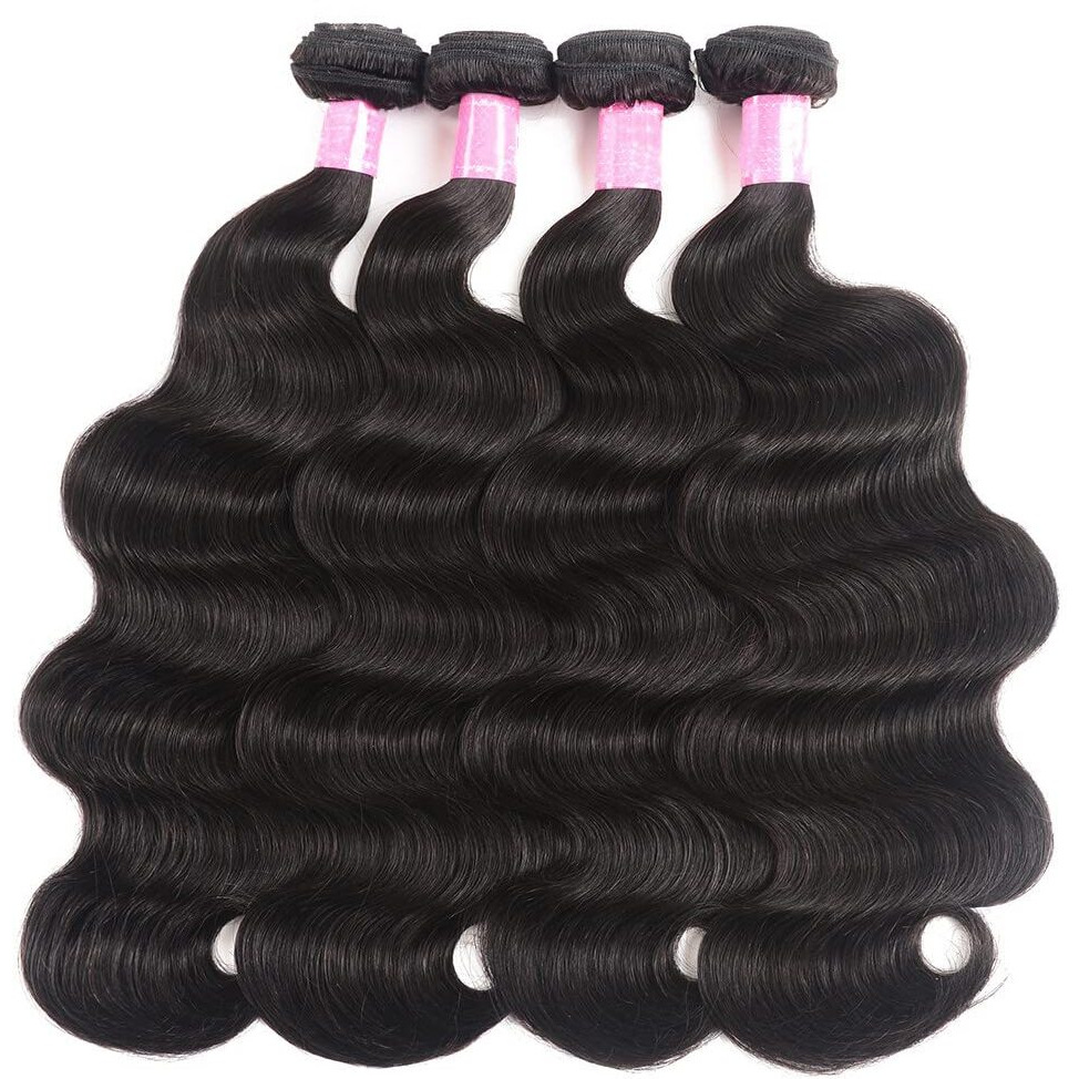 Yisea Human Hair Bundles Body Wave 4 Bundles 12A Brazilian Hair Bundles(16 14 12 10) Inch Body Wave Virgin Hair Natural Black Bundles Unprocessed Remy Human Hair Weaves Brazilian Hair Extensions