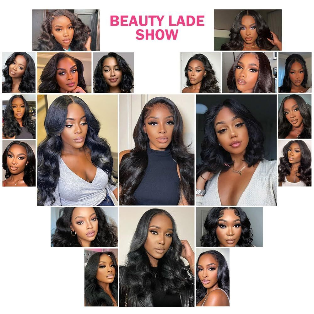 Amuopz Glueless Wigs Human Hair Pre Plucked Pre Cut 5X5 Hd Lace Closure Wigs Human Hair Bob Upgraded No Glue Body Wave Lace Front For Black Women 200 Density(10 In)