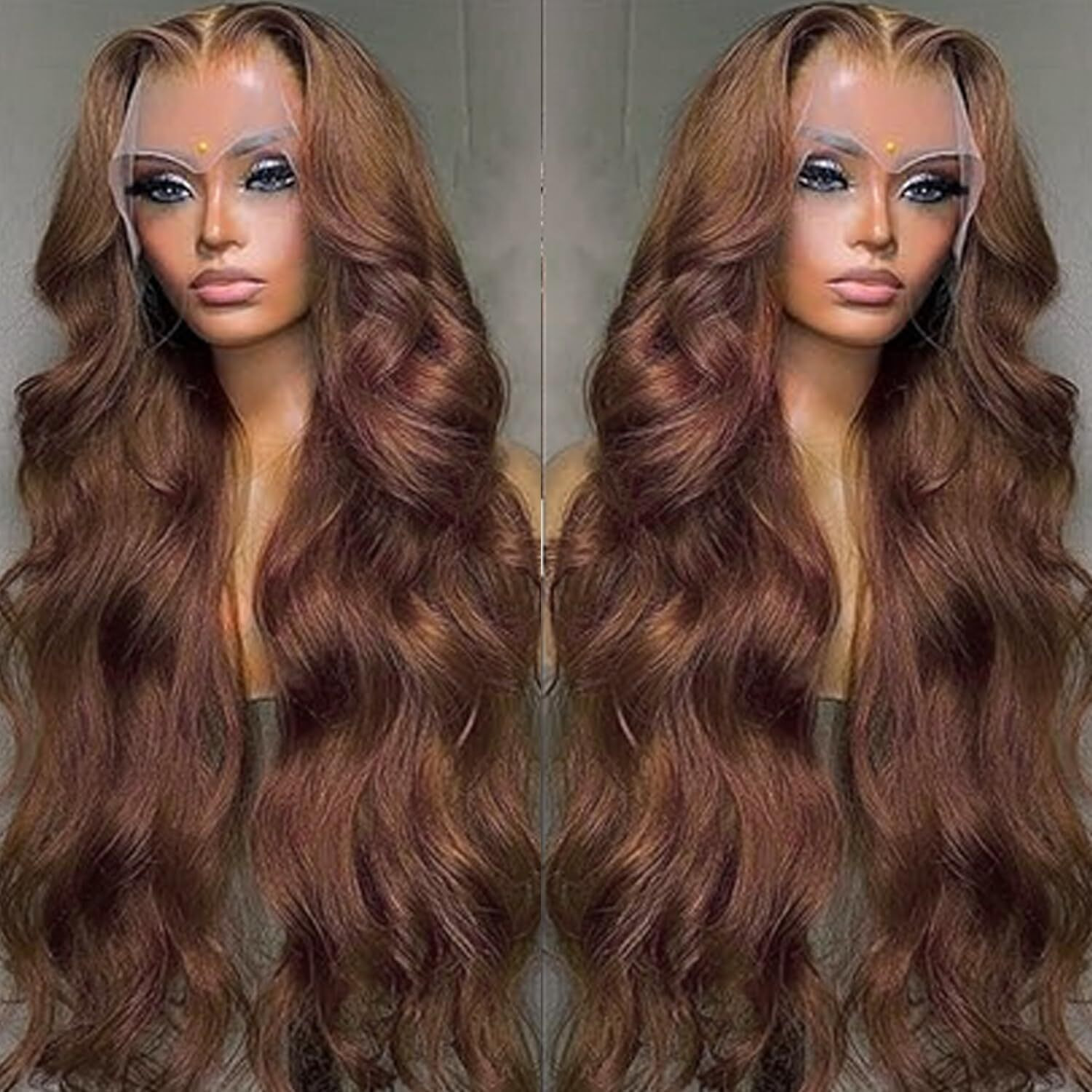 Alipeacock 13X4 Chocolate Brown Lace Front Wigs Human Hair With Baby Hair 180 Density Body Wave Lace Frontal Wigs Pre Plucked Glueless 4 Brown Wig 32Inch