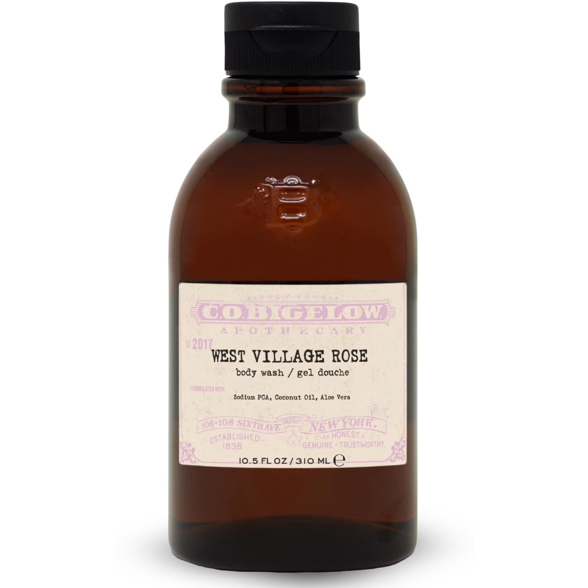 C.O. Bigelow Iconic Collection West Village Rose Body Wash, With Sodium Pca, Coconut Oil, Aloe Vera, 10.5 Fl Oz