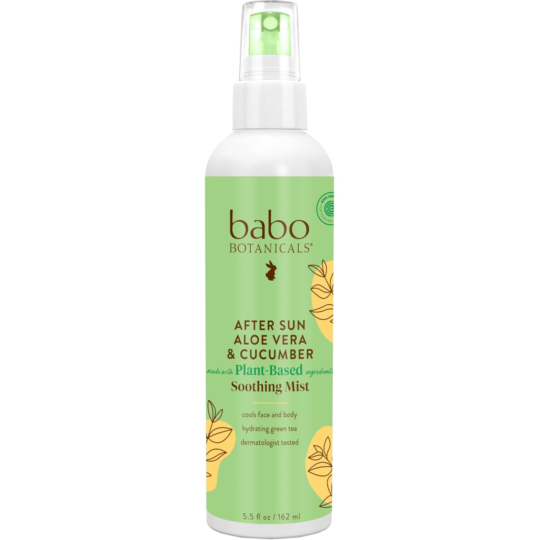 Babo Botanicals After Sun Soothing Mist - Aloe Vera & Cucumber - For Face, Body & Sensitive Skin - Non-Aerosol - No-Touch Application - Ewg Verified - Alcohol-Free - Scented With Cucumber Extract