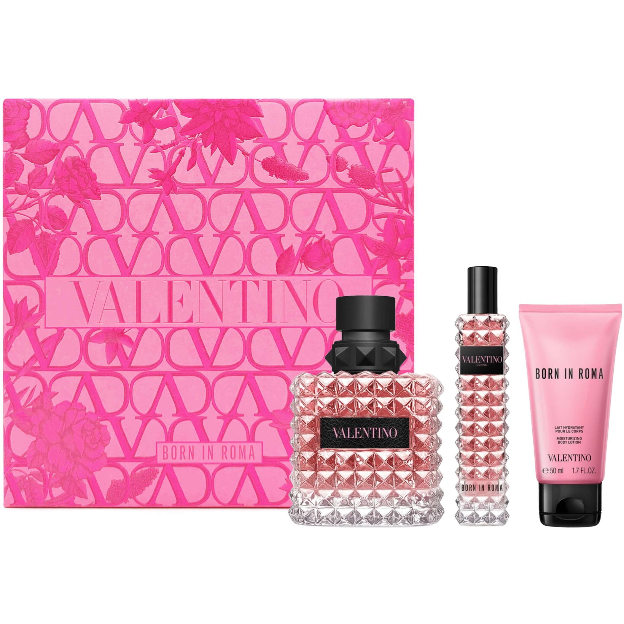 Valentino Born In Roma Donna Gift Set (Parfum 3.4 Fl Oz + Body Wash 2.5 Fl Oz + 0.5 Fl Oz)