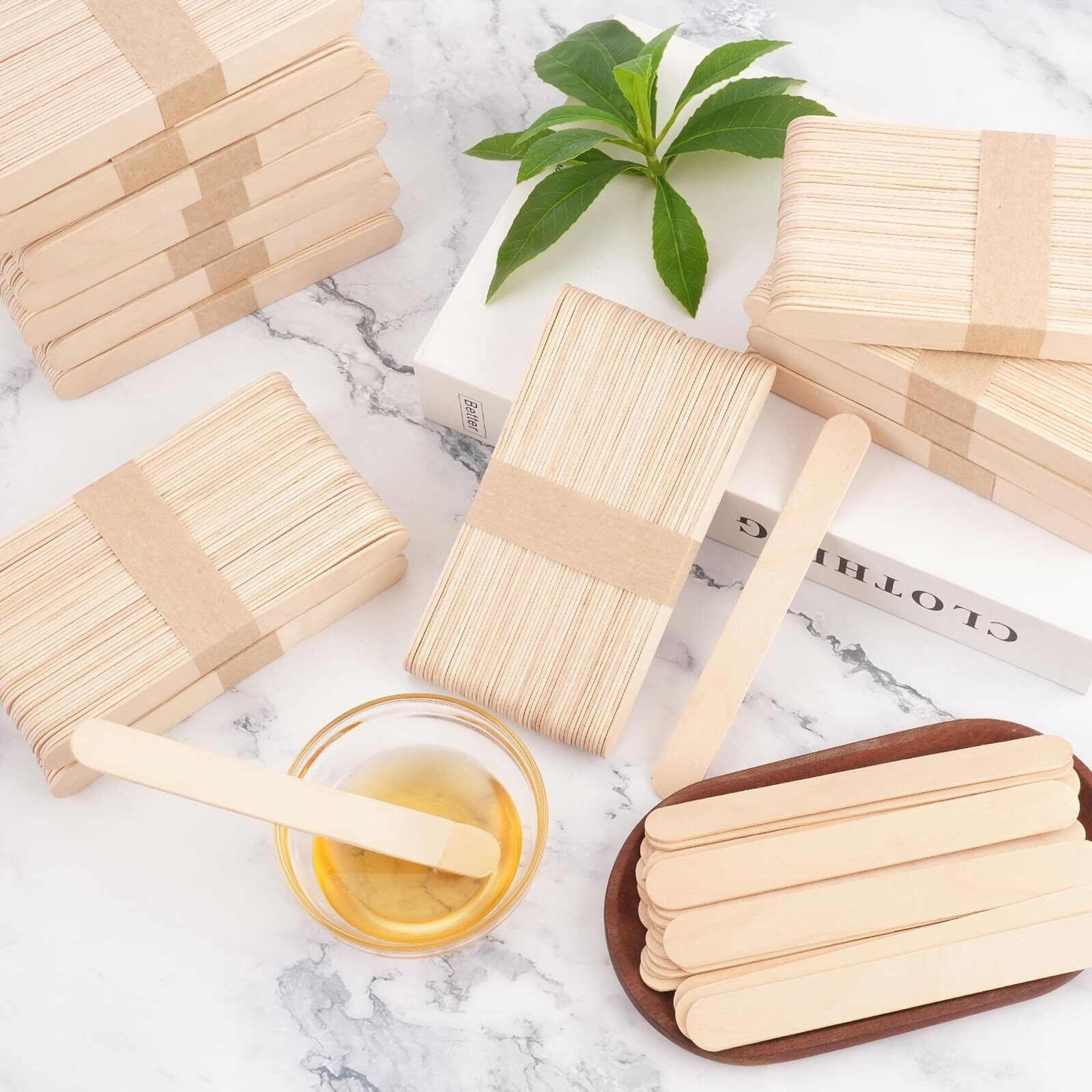 Wobiogho 1500 Pcs Wooden Wax Sticks 6-Inch Jumbo Wood Waxing Stick Wax Spatulas Applicator Multi-Purpose Wood Popsicle Craft Sticks For Body Hair Removal, Tongue Depressors And Craft Projects