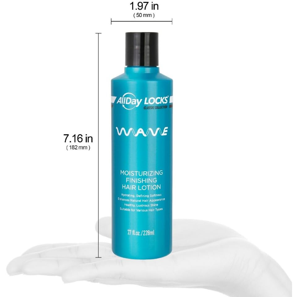 Allday Locks Classic Wave Hair Lotion (7.7 Oz) | Moisturizing & Rejuvenating Finishing Curl-Enhancer Lotion | Lightweight, Soft, High Shine | Bouncy, Silky, Fresh Bounce | 7.7 Oz
